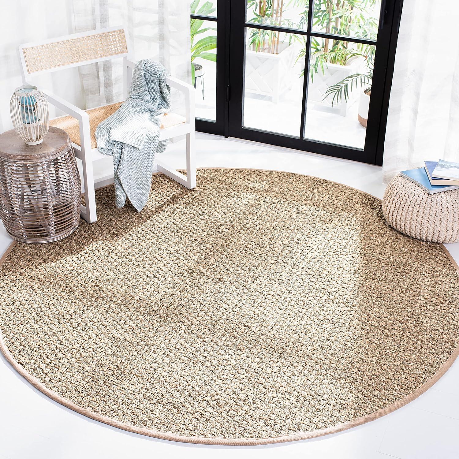 image:imageSAFAVIEH Area Rug 8x10 Natural Fiber Collection Large Natural amp Beige Seagrass Basketweave Pattern NF114ANaturalBeige