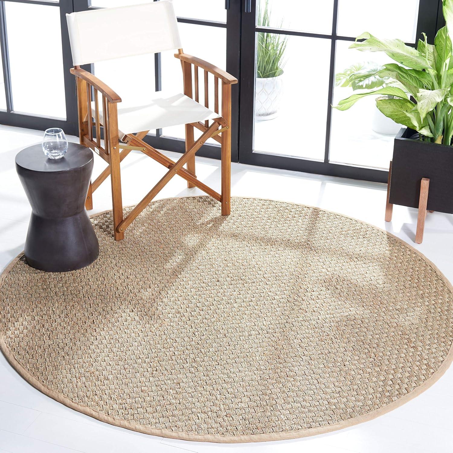 image:imageSAFAVIEH Area Rug 8x10 Natural Fiber Collection Large Natural amp Beige Seagrass Basketweave Pattern NF114ANaturalBeige