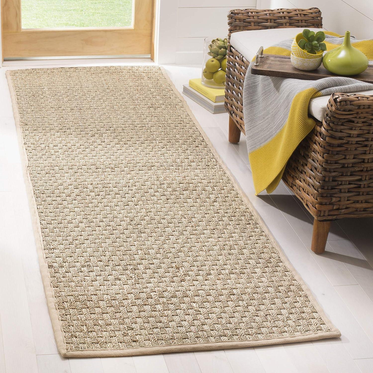 image:imageSAFAVIEH Area Rug 8x10 Natural Fiber Collection Large Natural amp Beige Seagrass Basketweave Pattern NF114ANaturalBeige