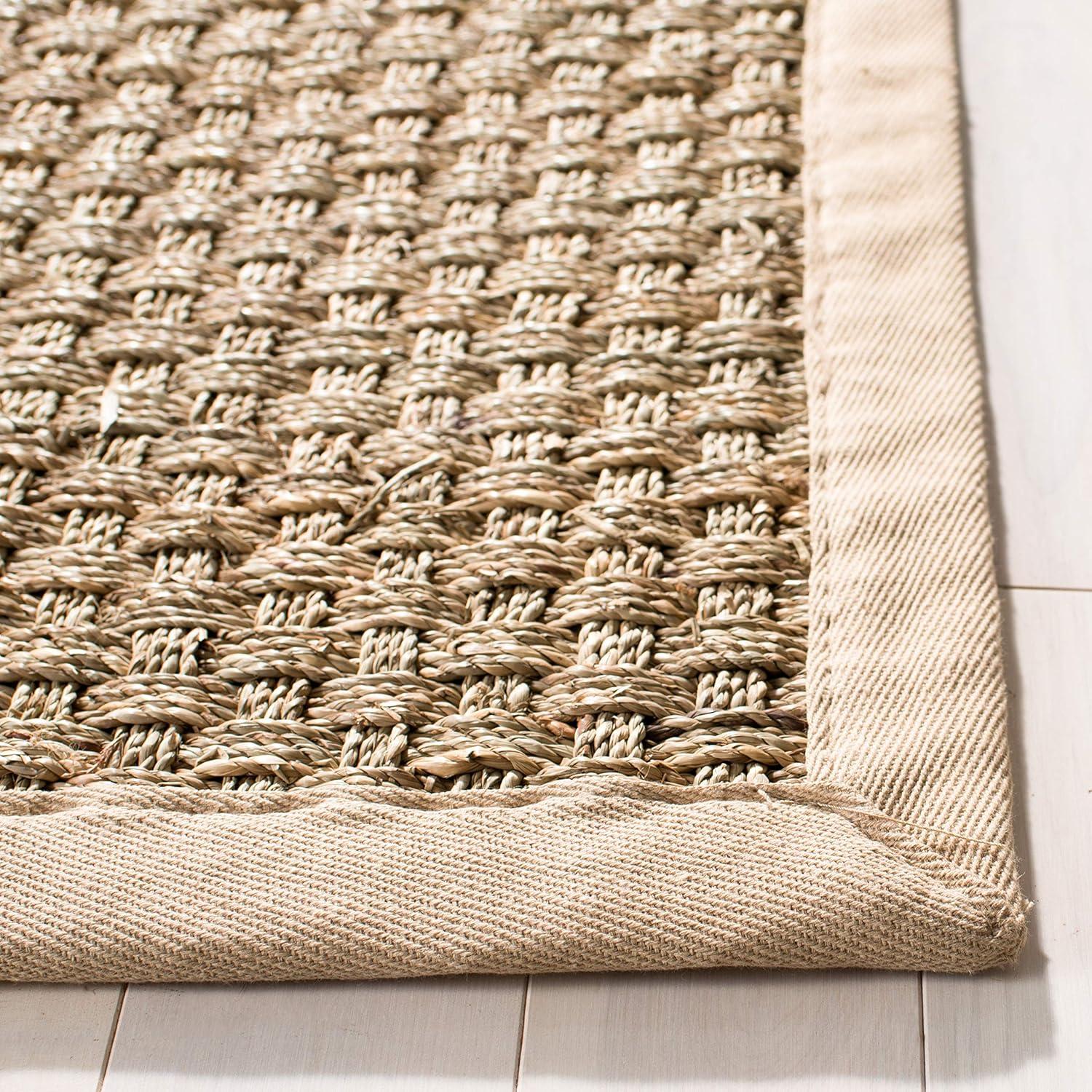 image:imageSAFAVIEH Area Rug 8x10 Natural Fiber Collection Large Natural amp Beige Seagrass Basketweave Pattern NF114ANaturalBeige