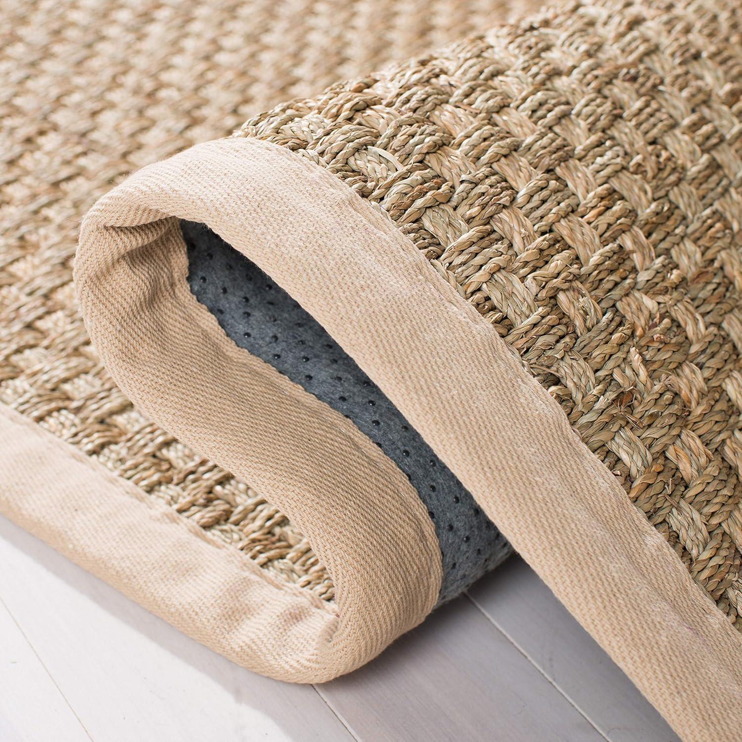 image:imageSAFAVIEH Area Rug 8x10 Natural Fiber Collection Large Natural amp Beige Seagrass Basketweave Pattern NF114ANaturalBeige