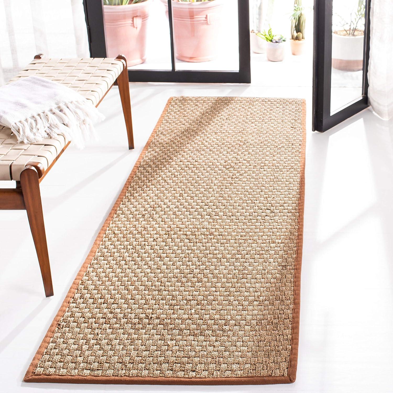 image:imageSAFAVIEH Area Rug 8x10 Natural Fiber Collection Large Natural amp Beige Seagrass Basketweave Pattern NF114ANaturalBrown