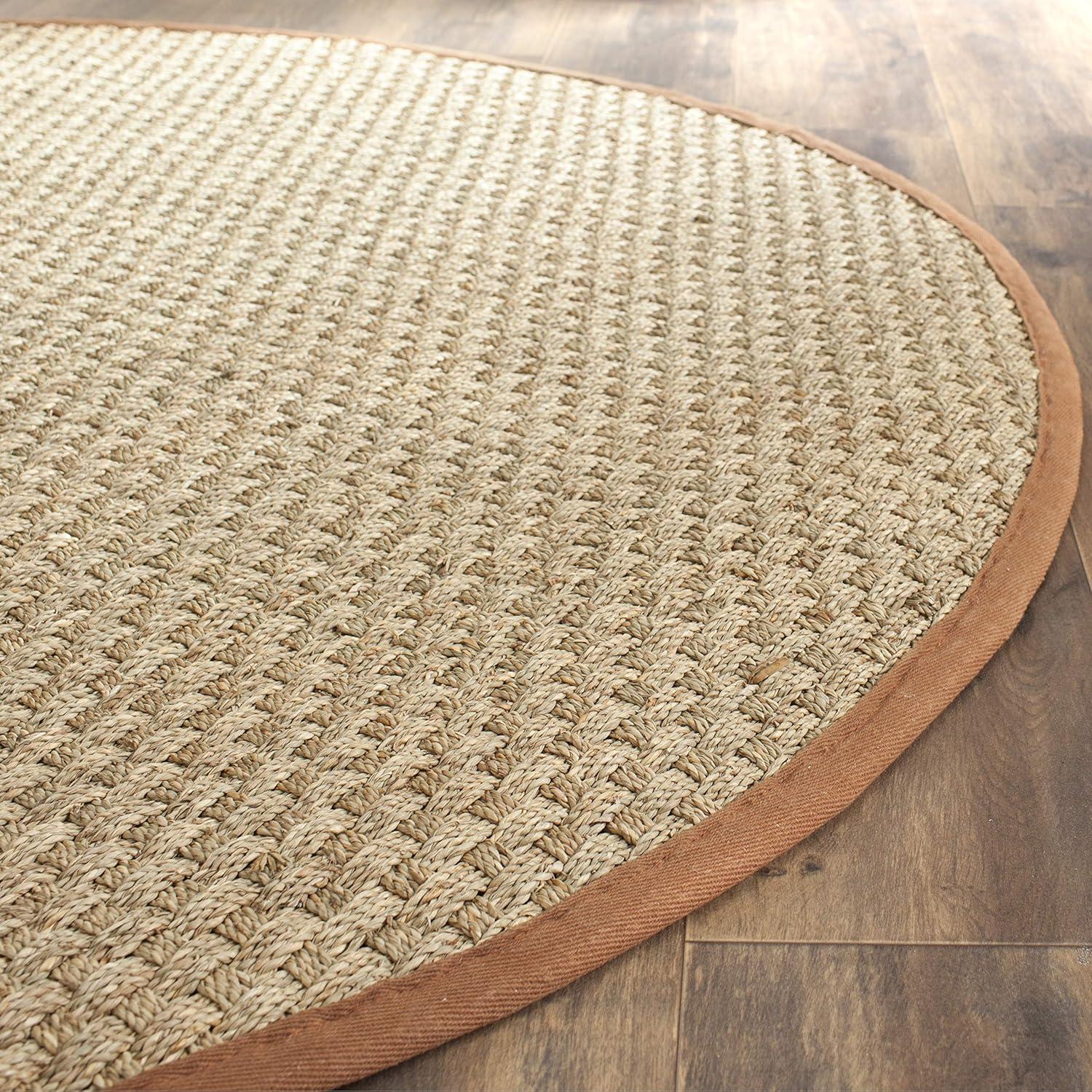 image:imageSAFAVIEH Area Rug 8x10 Natural Fiber Collection Large Natural amp Beige Seagrass Basketweave Pattern NF114ANaturalBrown