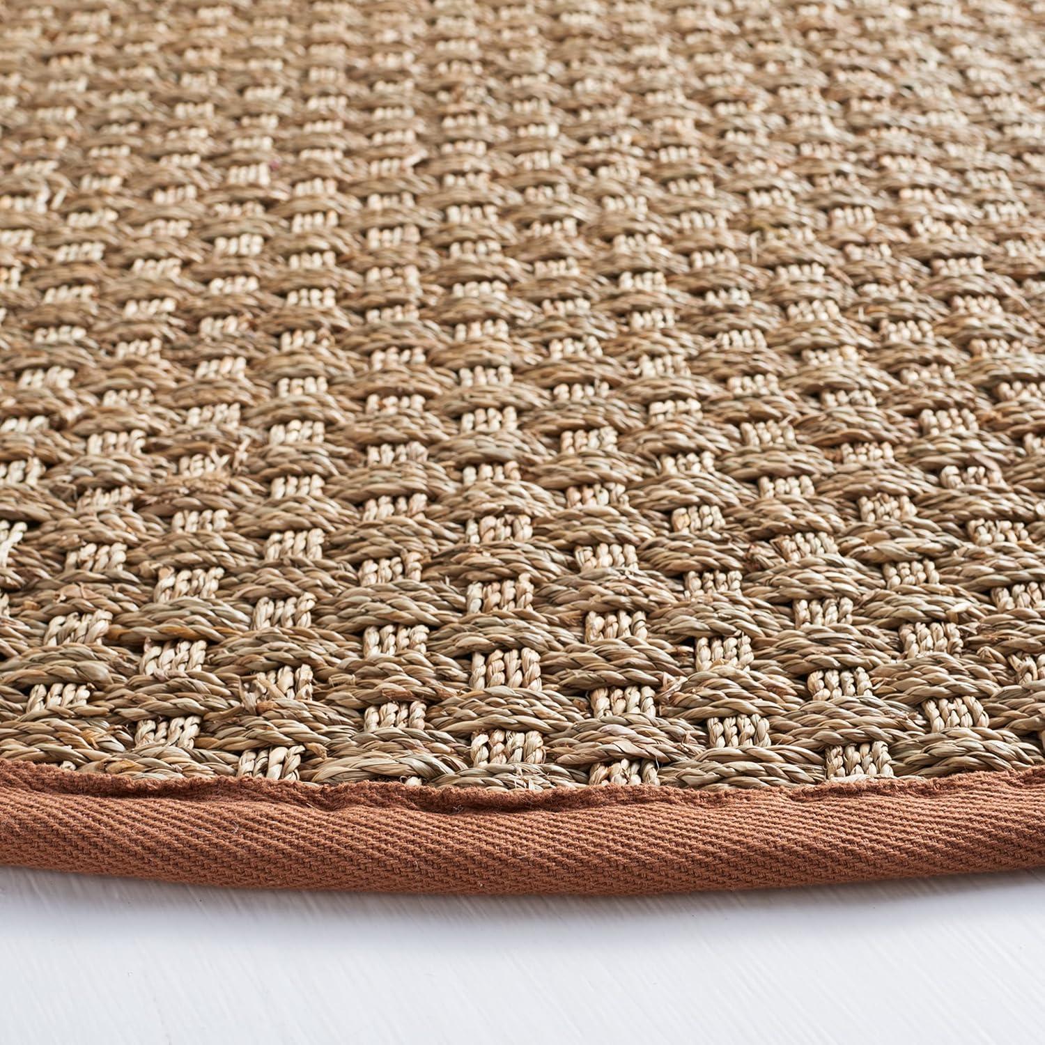 image:imageSAFAVIEH Area Rug 8x10 Natural Fiber Collection Large Natural amp Beige Seagrass Basketweave Pattern NF114ANaturalBrown