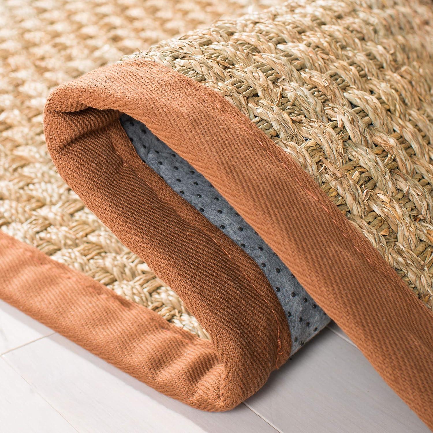 image:imageSAFAVIEH Area Rug 8x10 Natural Fiber Collection Large Natural amp Beige Seagrass Basketweave Pattern NF114ANaturalBrown