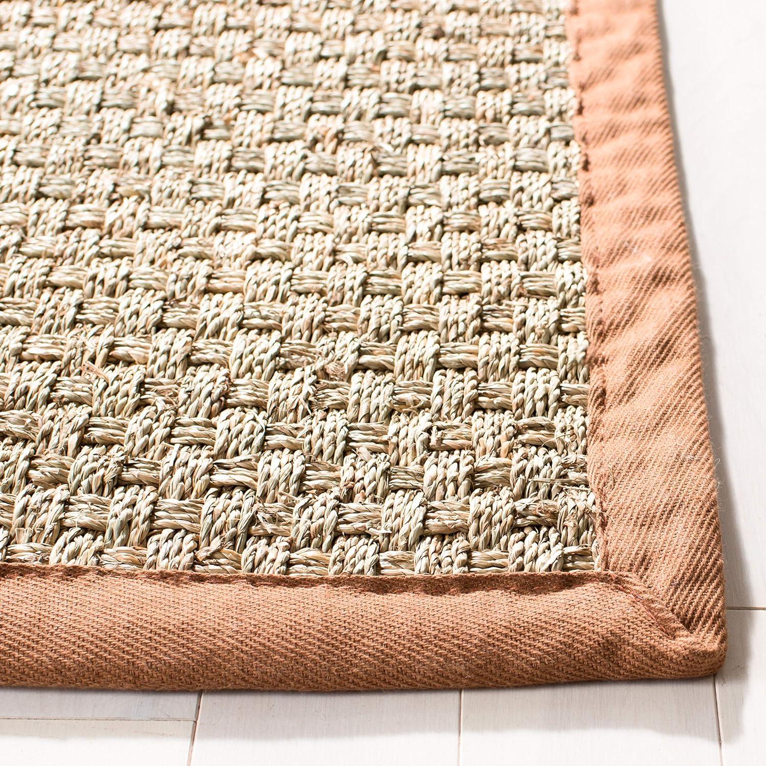 image:imageSAFAVIEH Area Rug 8x10 Natural Fiber Collection Large Natural amp Beige Seagrass Basketweave Pattern NF114ANaturalBrown