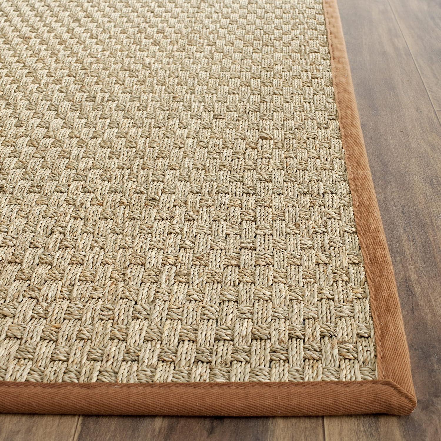 image:imageSAFAVIEH Area Rug 8x10 Natural Fiber Collection Large Natural amp Beige Seagrass Basketweave Pattern NF114ANaturalBrown