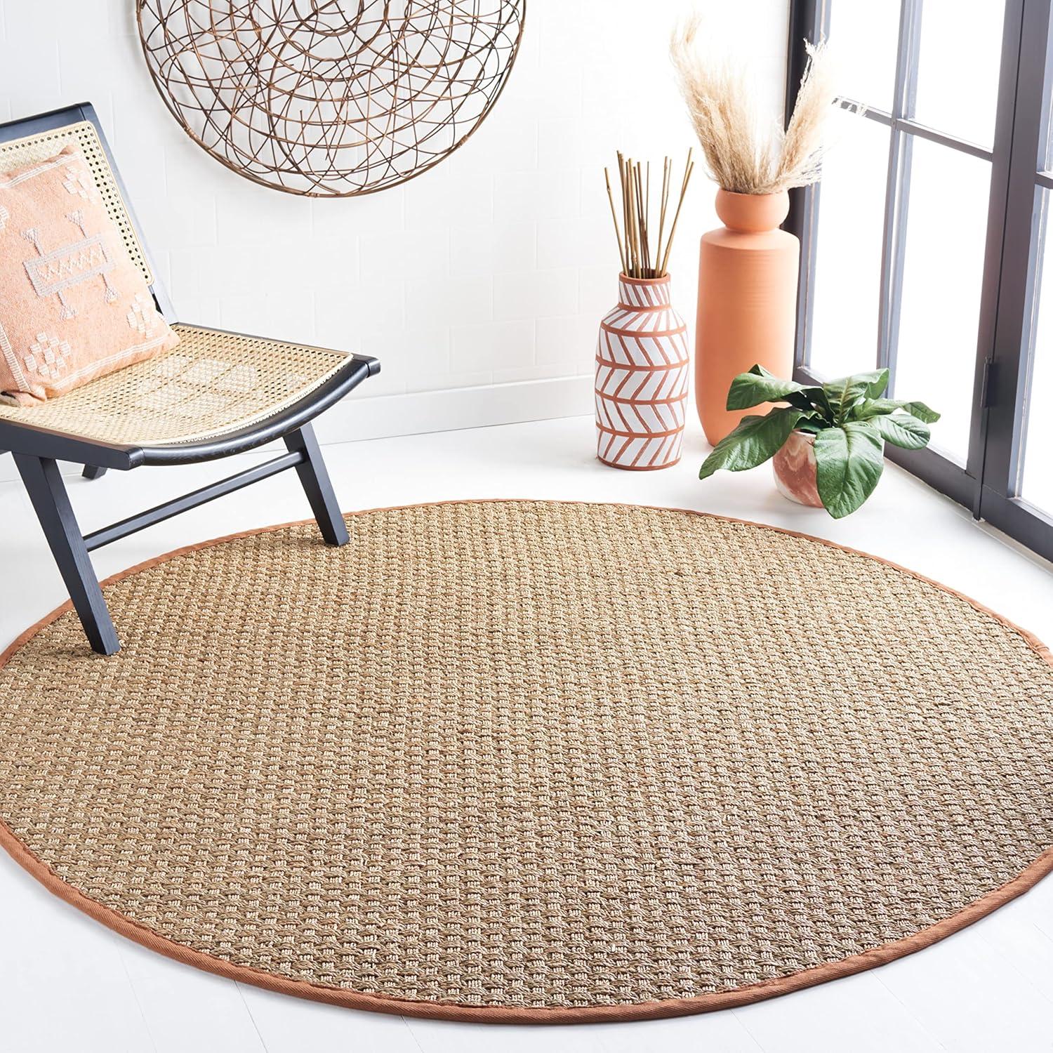 image:imageSAFAVIEH Area Rug 8x10 Natural Fiber Collection Large Natural amp Beige Seagrass Basketweave Pattern NF114ANaturalBrown