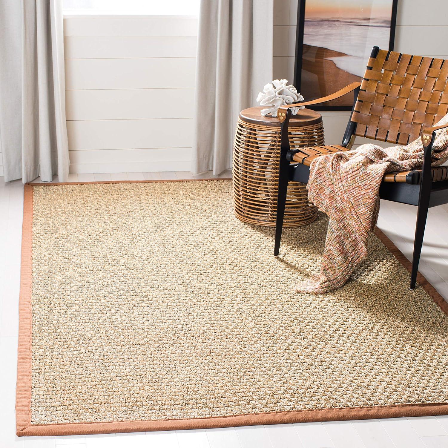 image:imageSAFAVIEH Area Rug 8x10 Natural Fiber Collection Large Natural amp Beige Seagrass Basketweave Pattern NF114ANaturalBrown