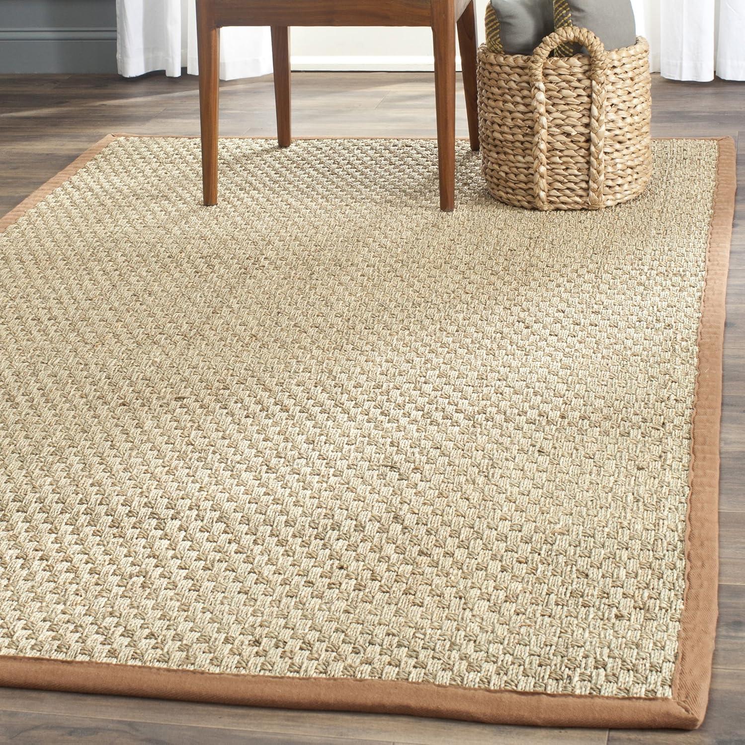 image:imageSAFAVIEH Area Rug 8x10 Natural Fiber Collection Large Natural amp Beige Seagrass Basketweave Pattern NF114ANaturalBrown