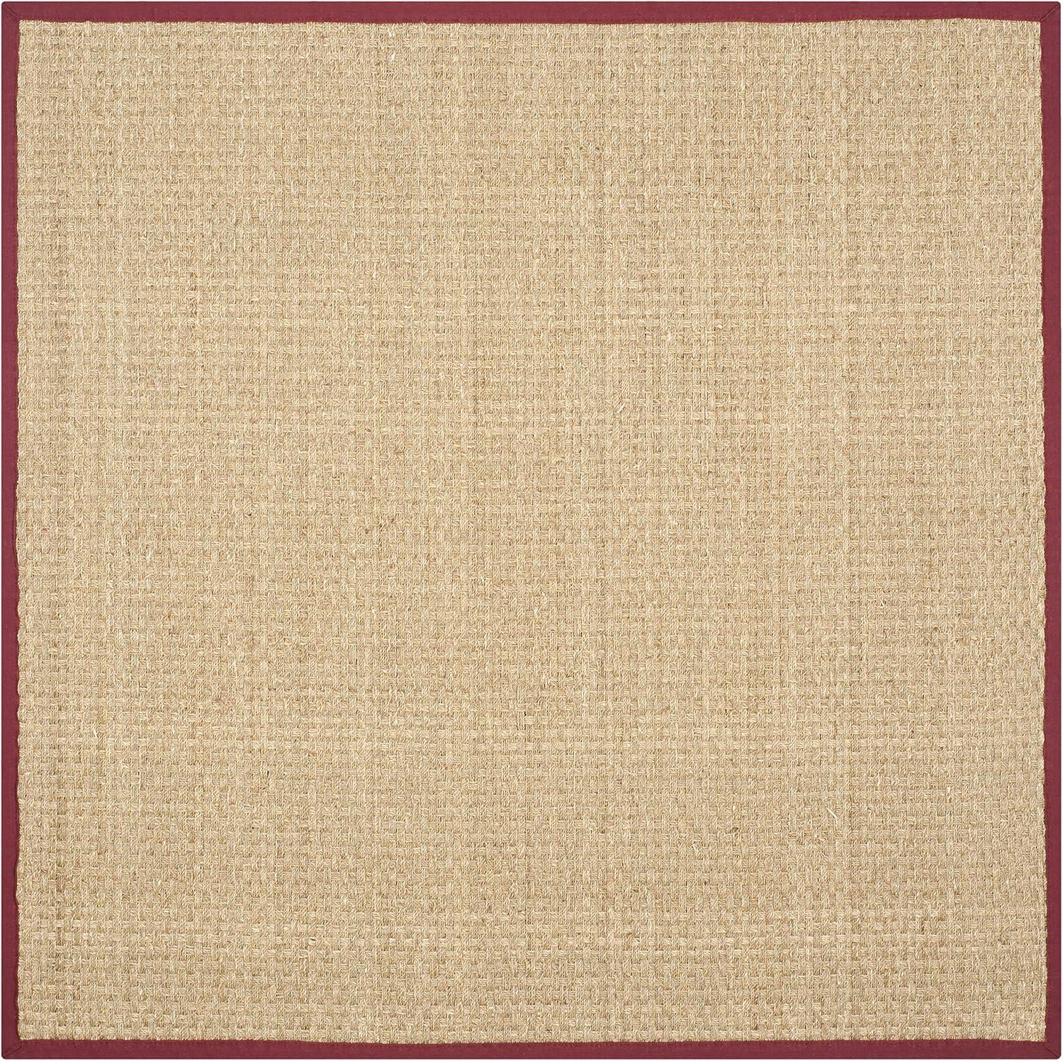 image:imageSAFAVIEH Area Rug 8x10 Natural Fiber Collection Large Natural amp Beige Seagrass Basketweave Pattern NF114ANaturalBurgundy Red