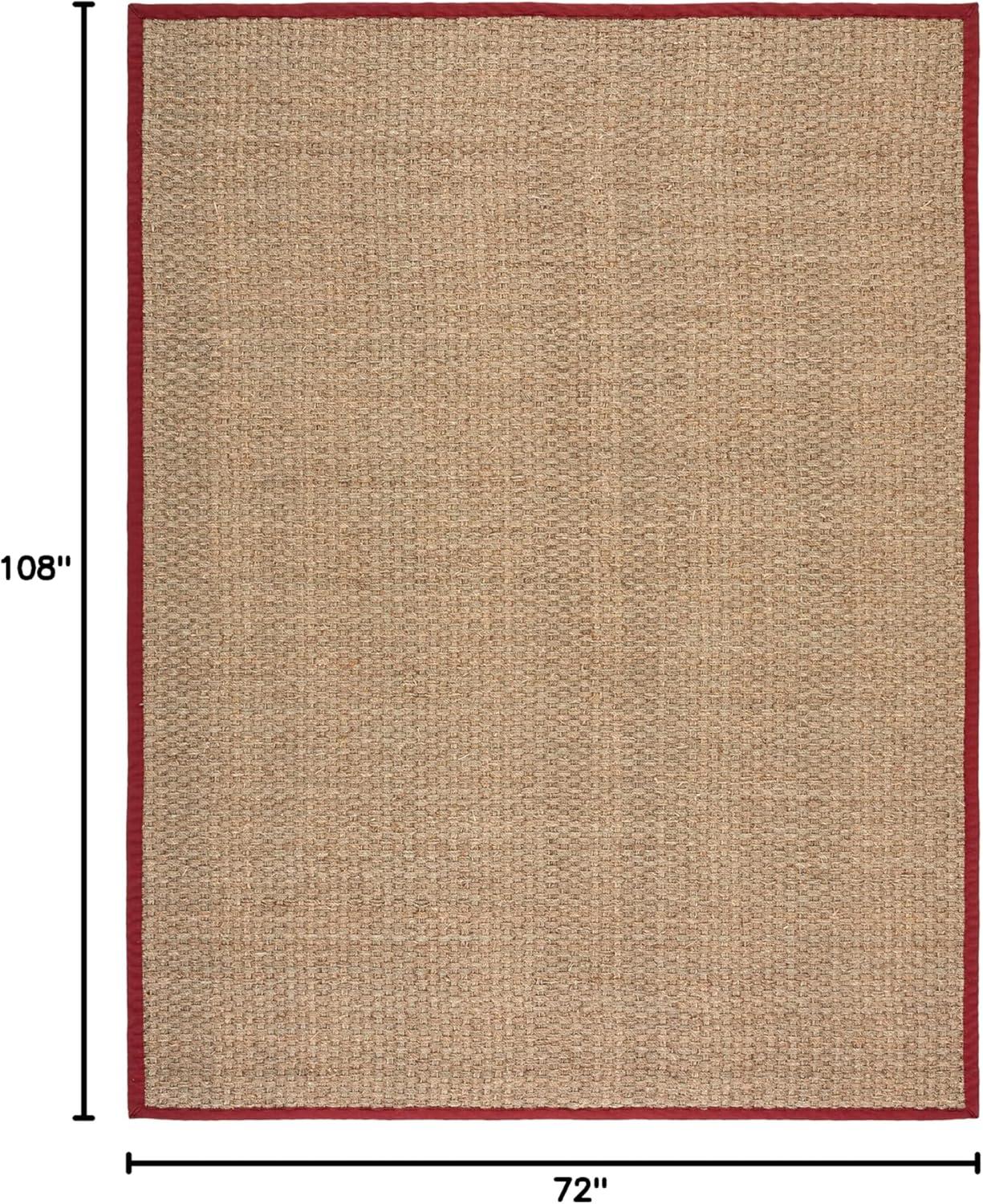image:imageSAFAVIEH Area Rug 8x10 Natural Fiber Collection Large Natural amp Beige Seagrass Basketweave Pattern NF114ANaturalBurgundy Red