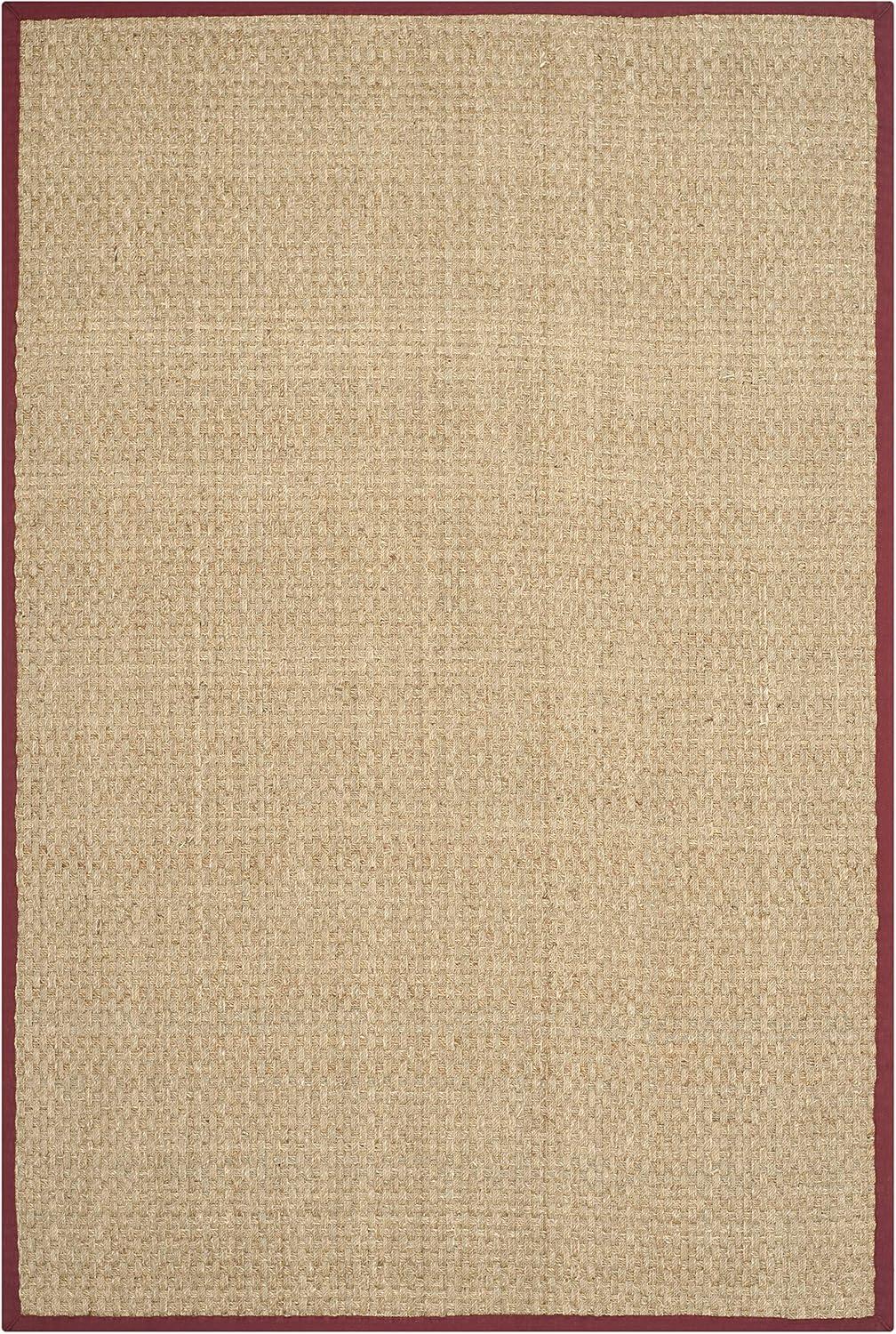 image:imageSAFAVIEH Area Rug 8x10 Natural Fiber Collection Large Natural amp Beige Seagrass Basketweave Pattern NF114ANaturalBurgundy Red