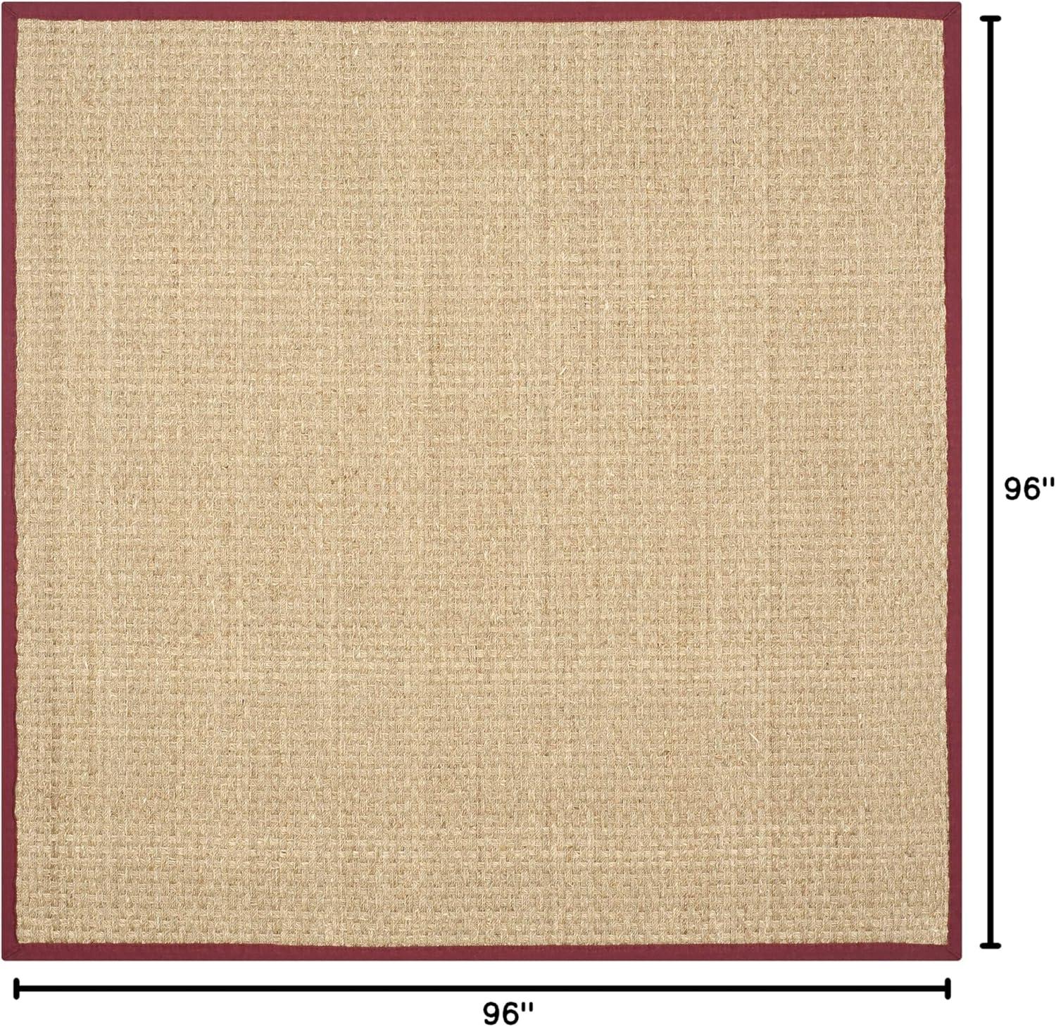 image:imageSAFAVIEH Area Rug 8x10 Natural Fiber Collection Large Natural amp Beige Seagrass Basketweave Pattern NF114ANaturalBurgundy Red