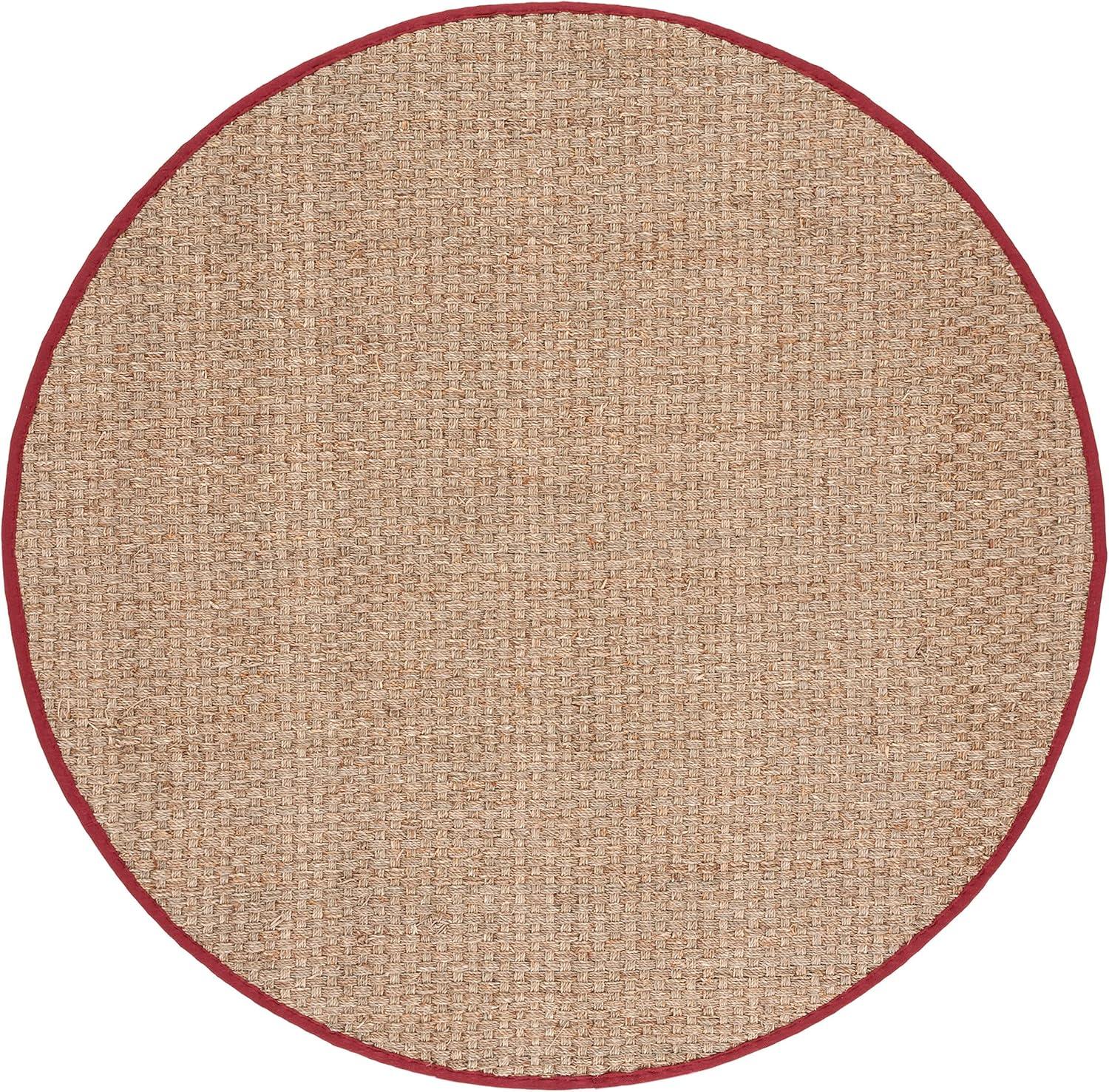 image:imageSAFAVIEH Area Rug 8x10 Natural Fiber Collection Large Natural amp Beige Seagrass Basketweave Pattern NF114ANaturalBurgundy Red