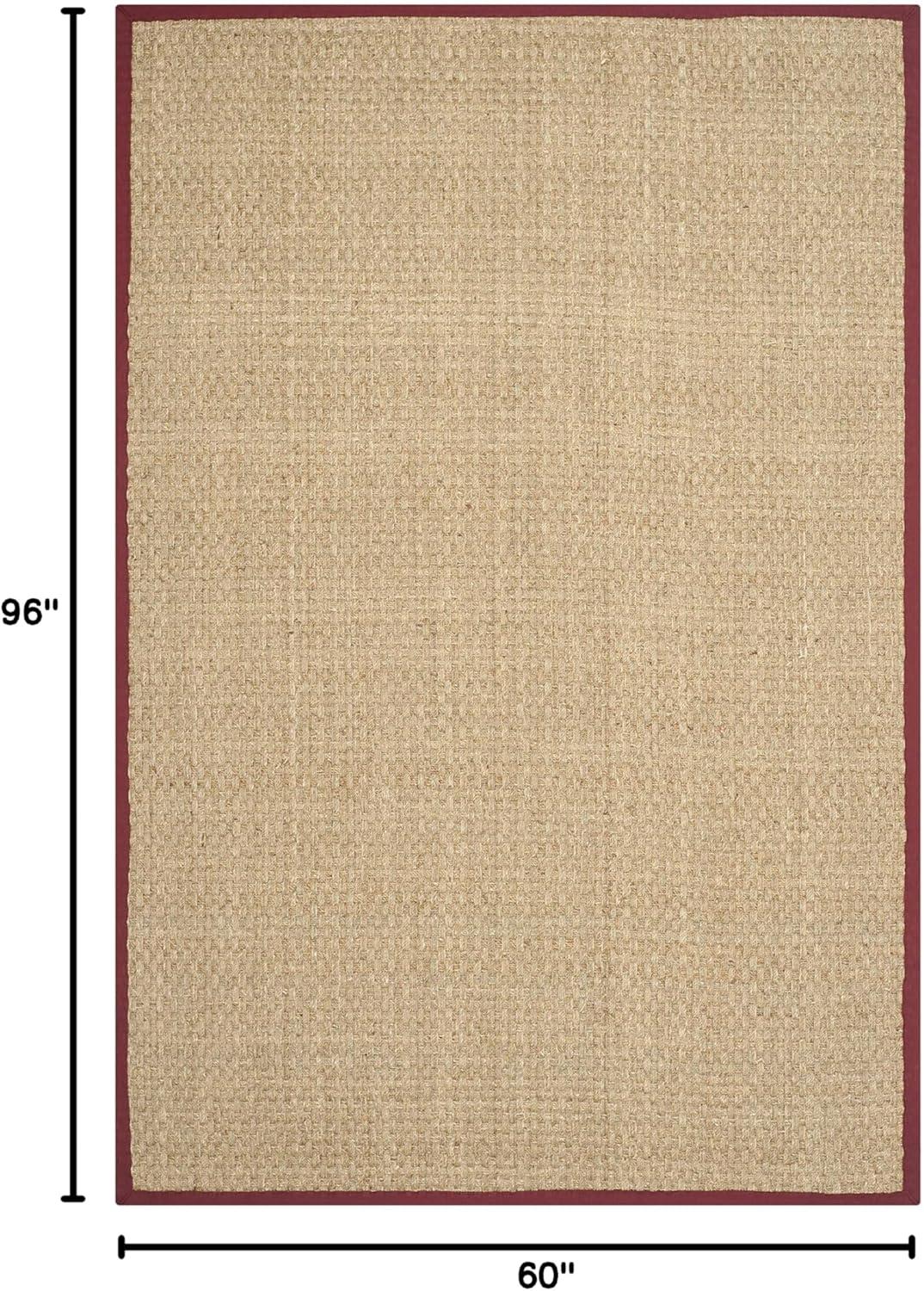 image:imageSAFAVIEH Area Rug 8x10 Natural Fiber Collection Large Natural amp Beige Seagrass Basketweave Pattern NF114ANaturalBurgundy Red