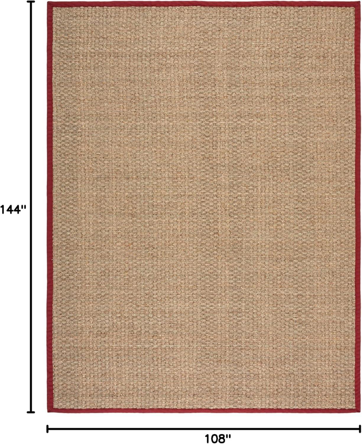 image:imageSAFAVIEH Area Rug 8x10 Natural Fiber Collection Large Natural amp Beige Seagrass Basketweave Pattern NF114ANaturalBurgundy Red