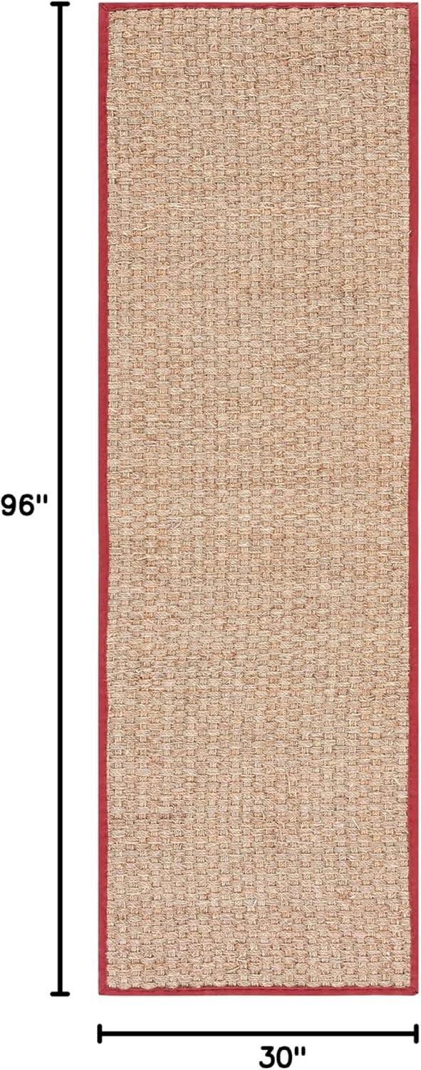 image:imageSAFAVIEH Area Rug 8x10 Natural Fiber Collection Large Natural amp Beige Seagrass Basketweave Pattern NF114ANaturalBurgundy Red