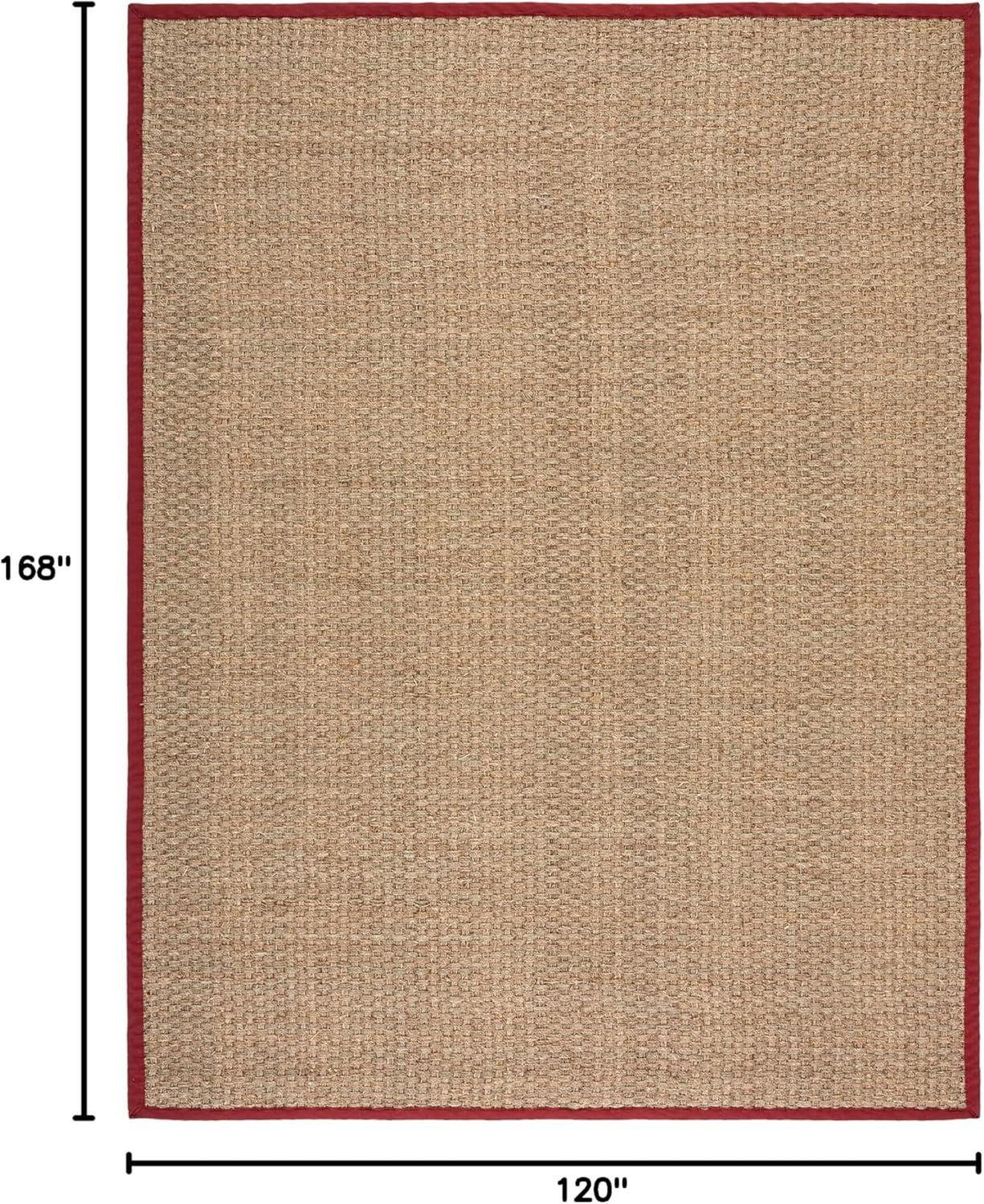 image:imageSAFAVIEH Area Rug 8x10 Natural Fiber Collection Large Natural amp Beige Seagrass Basketweave Pattern NF114ANaturalBurgundy Red