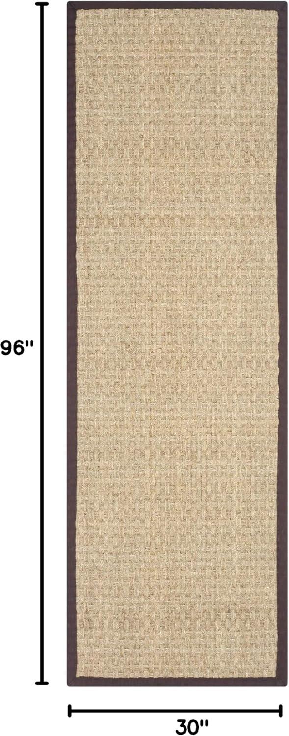 image:imageSAFAVIEH Area Rug 8x10 Natural Fiber Collection Large Natural amp Beige Seagrass Basketweave Pattern NF114ANaturalDark Brown