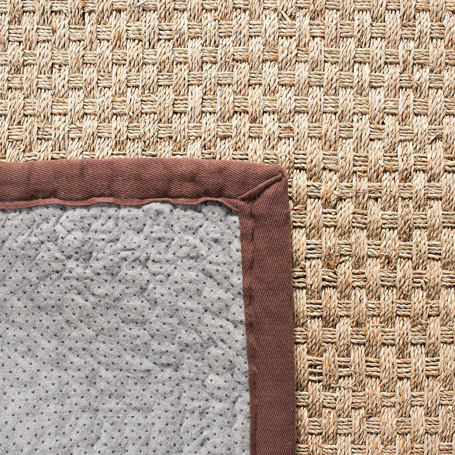 image:imageSAFAVIEH Area Rug 8x10 Natural Fiber Collection Large Natural amp Beige Seagrass Basketweave Pattern NF114ANaturalDark Brown