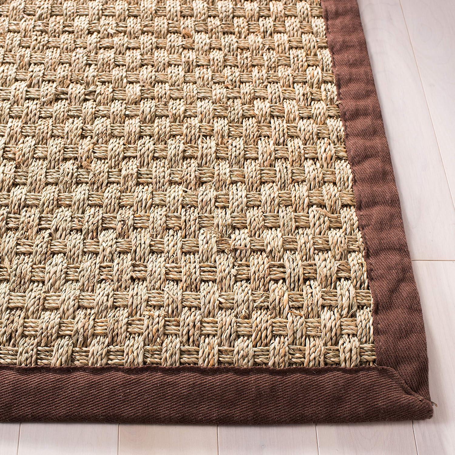 image:imageSAFAVIEH Area Rug 8x10 Natural Fiber Collection Large Natural amp Beige Seagrass Basketweave Pattern NF114ANaturalDark Brown