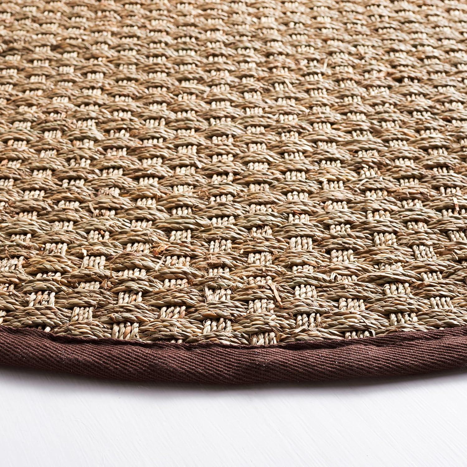 image:imageSAFAVIEH Area Rug 8x10 Natural Fiber Collection Large Natural amp Beige Seagrass Basketweave Pattern NF114ANaturalDark Brown
