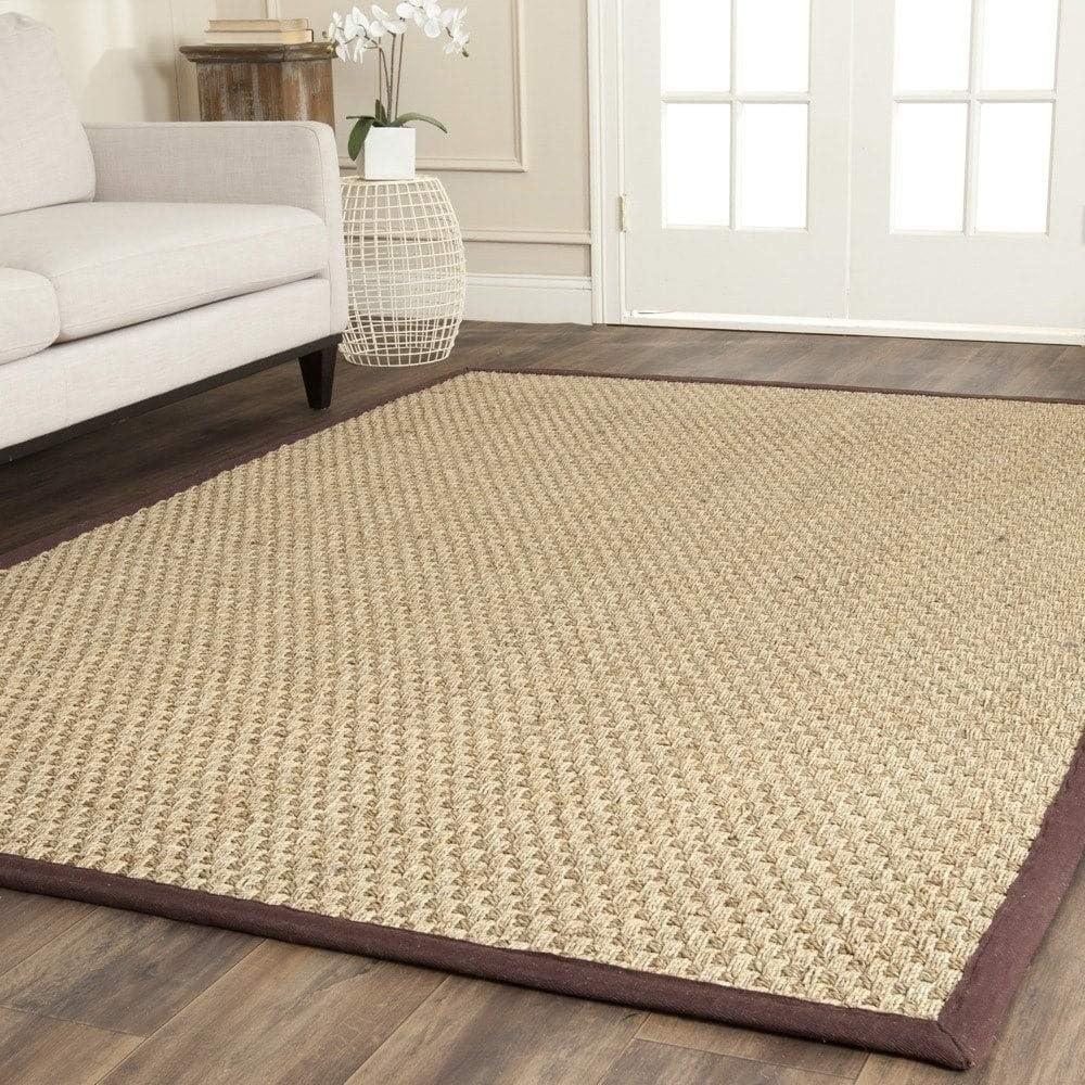 image:imageSAFAVIEH Area Rug 8x10 Natural Fiber Collection Large Natural amp Beige Seagrass Basketweave Pattern NF114ANaturalDark Brown