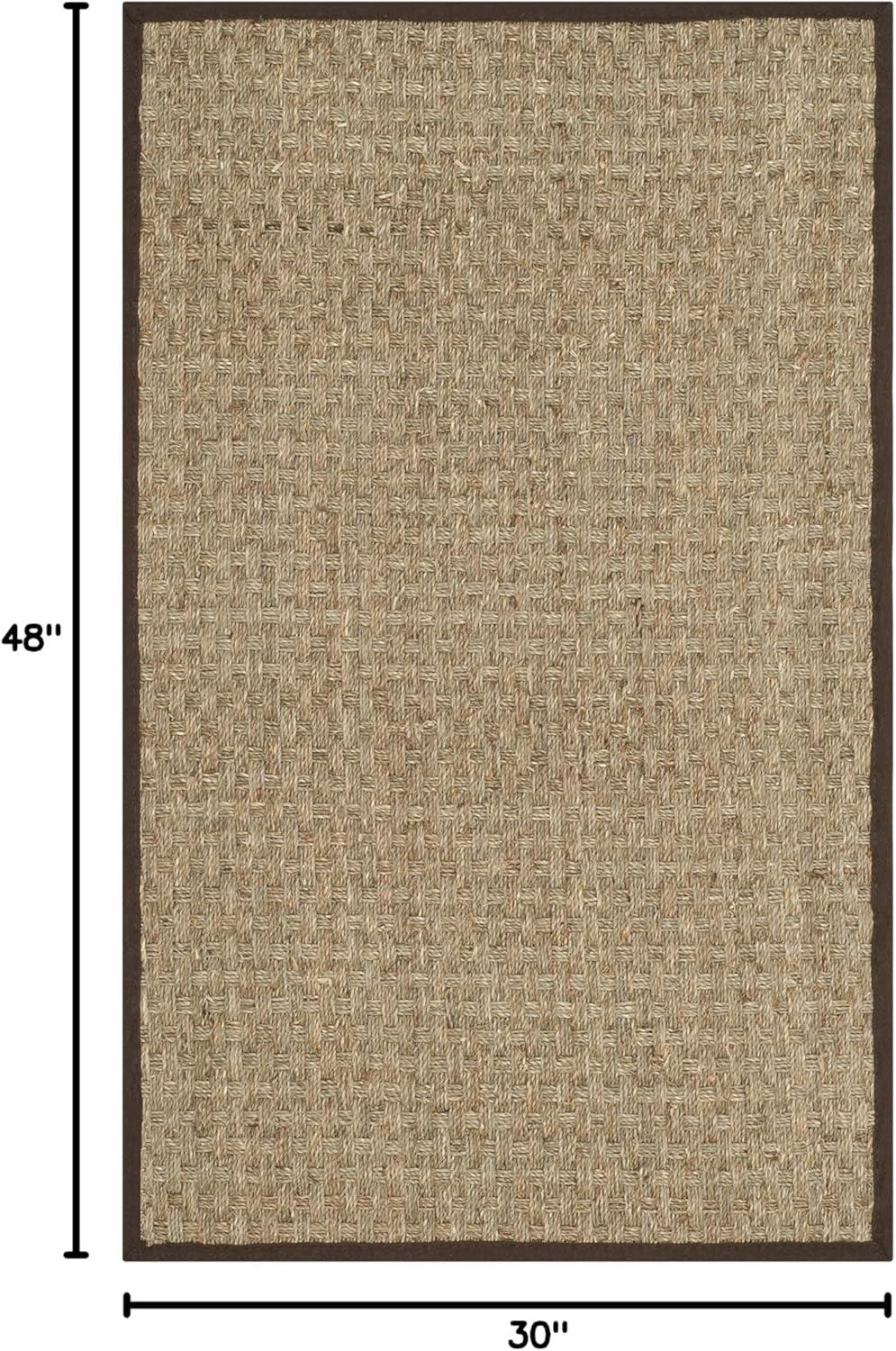 image:imageSAFAVIEH Area Rug 8x10 Natural Fiber Collection Large Natural amp Beige Seagrass Basketweave Pattern NF114ANaturalDark Brown