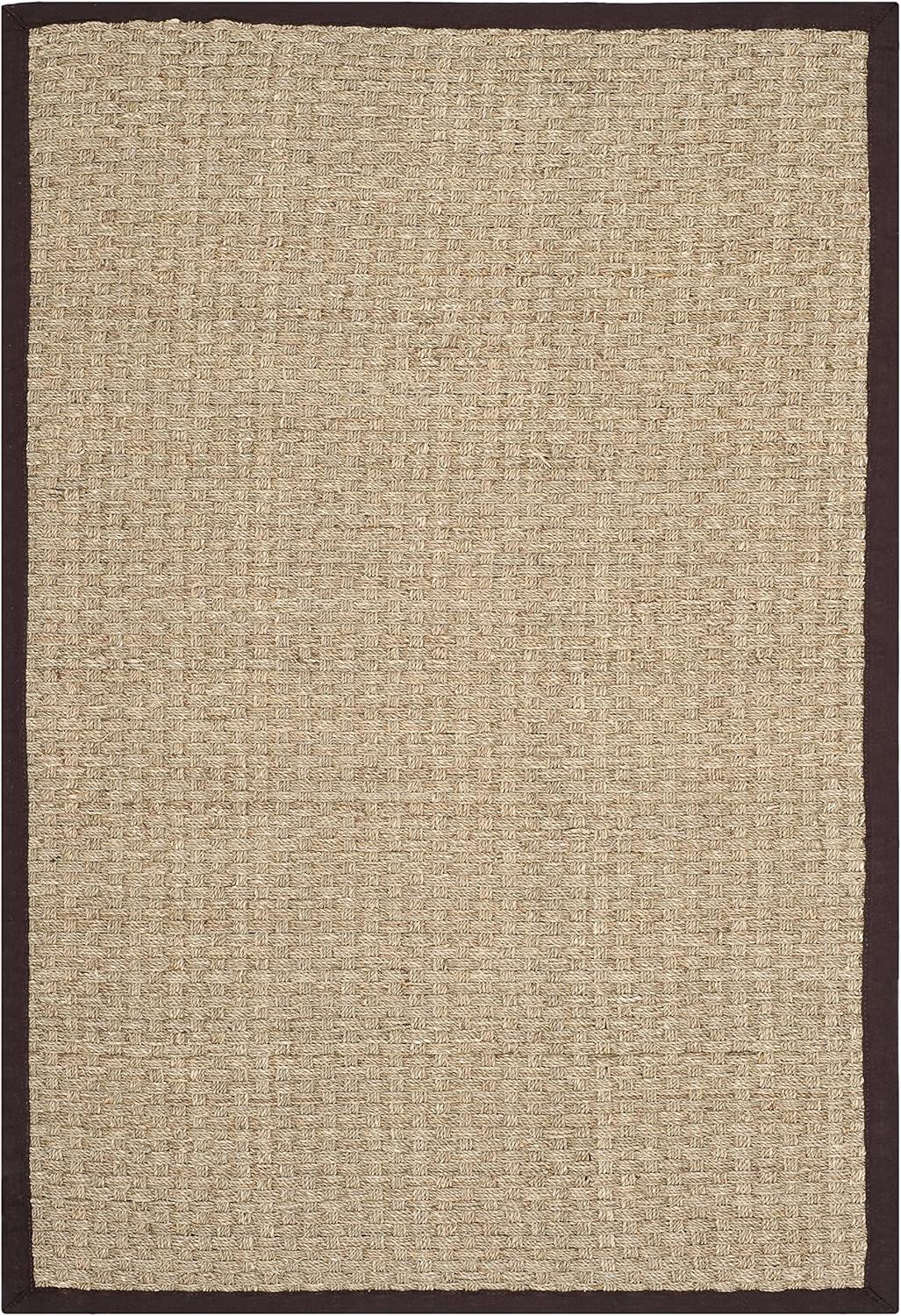 image:imageSAFAVIEH Area Rug 8x10 Natural Fiber Collection Large Natural amp Beige Seagrass Basketweave Pattern NF114ANaturalDark Brown