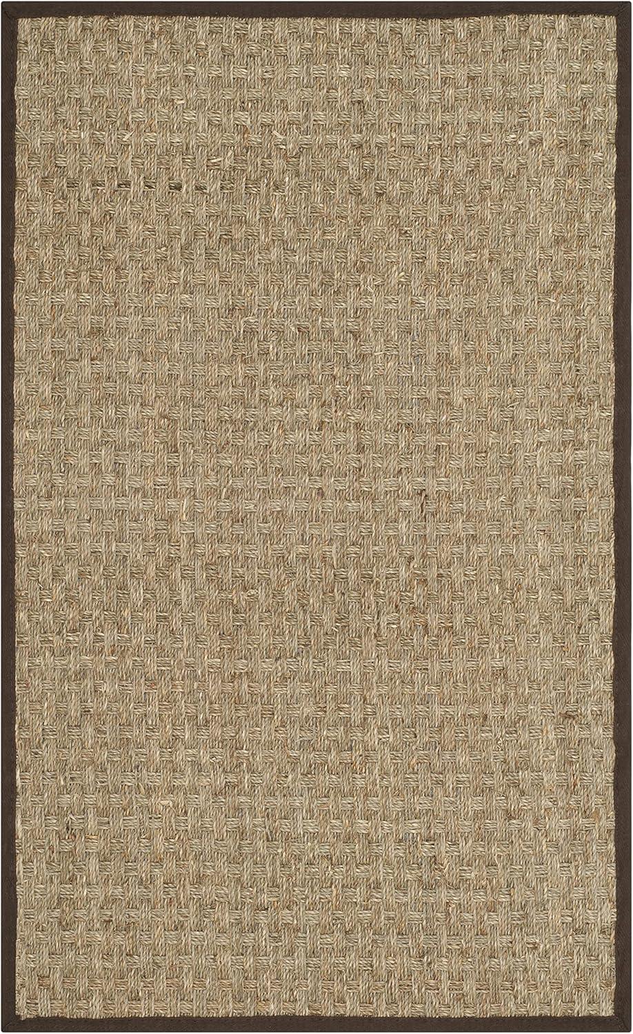 image:imageSAFAVIEH Area Rug 8x10 Natural Fiber Collection Large Natural amp Beige Seagrass Basketweave Pattern NF114ANaturalDark Brown