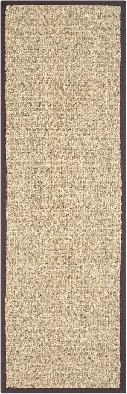 image:imageSAFAVIEH Area Rug 8x10 Natural Fiber Collection Large Natural amp Beige Seagrass Basketweave Pattern NF114ANaturalDark Brown