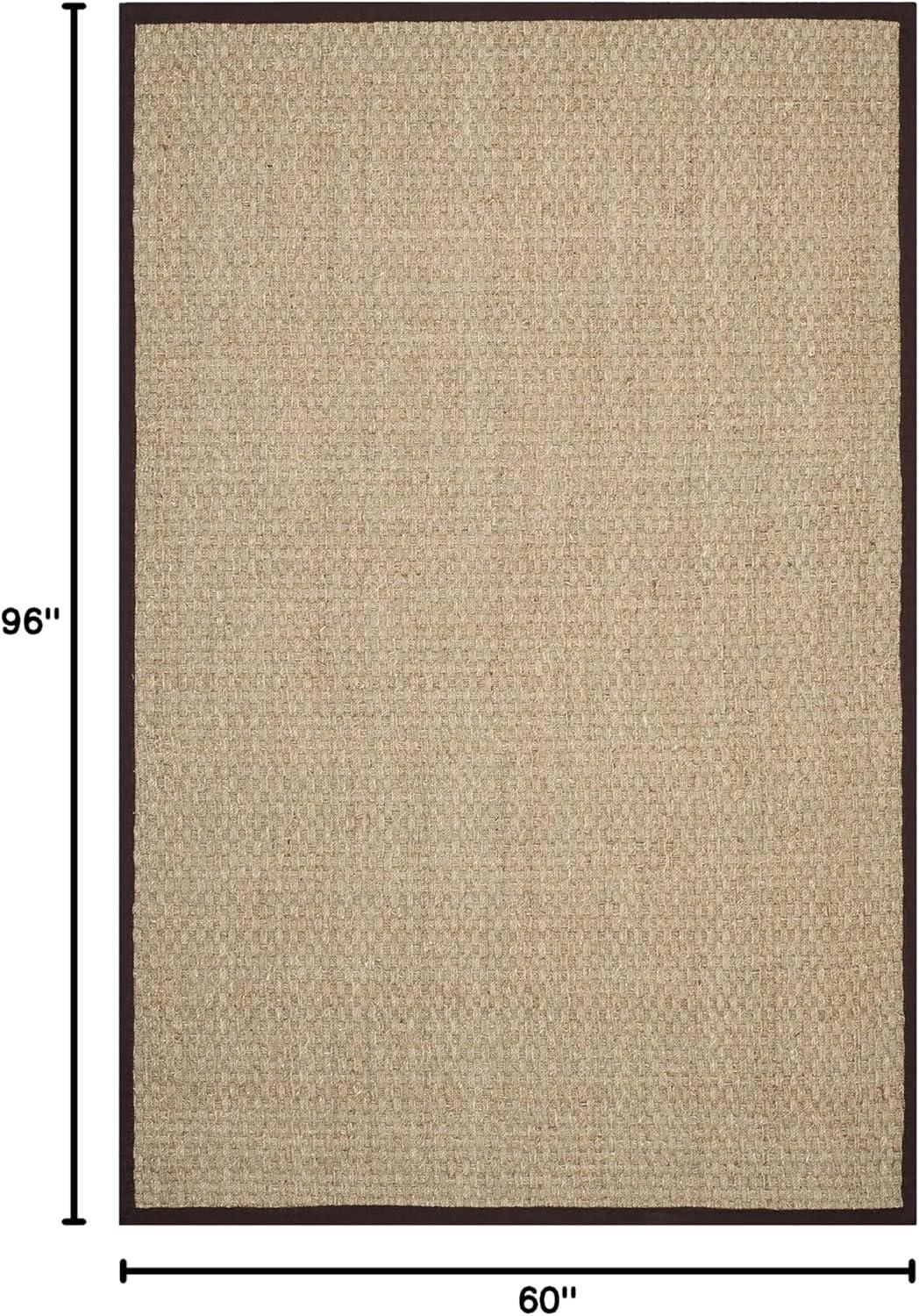 image:imageSAFAVIEH Area Rug 8x10 Natural Fiber Collection Large Natural amp Beige Seagrass Basketweave Pattern NF114ANaturalDark Brown