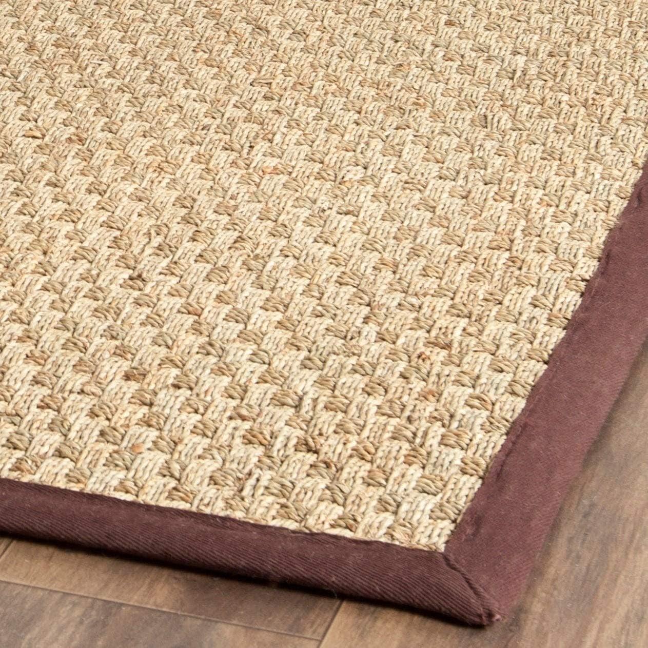 image:imageSAFAVIEH Area Rug 8x10 Natural Fiber Collection Large Natural amp Beige Seagrass Basketweave Pattern NF114ANaturalDark Brown