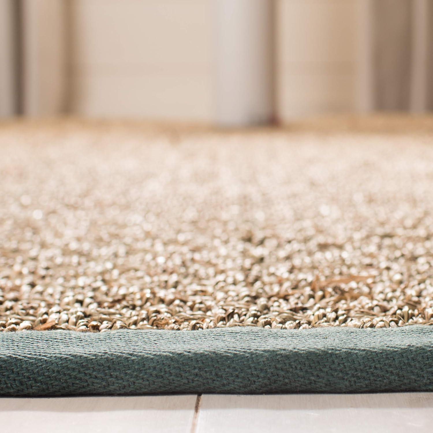 image:imageSAFAVIEH Area Rug 8x10 Natural Fiber Collection Large Natural amp Beige Seagrass Basketweave Pattern NF114ANaturalDusty Teal Blue