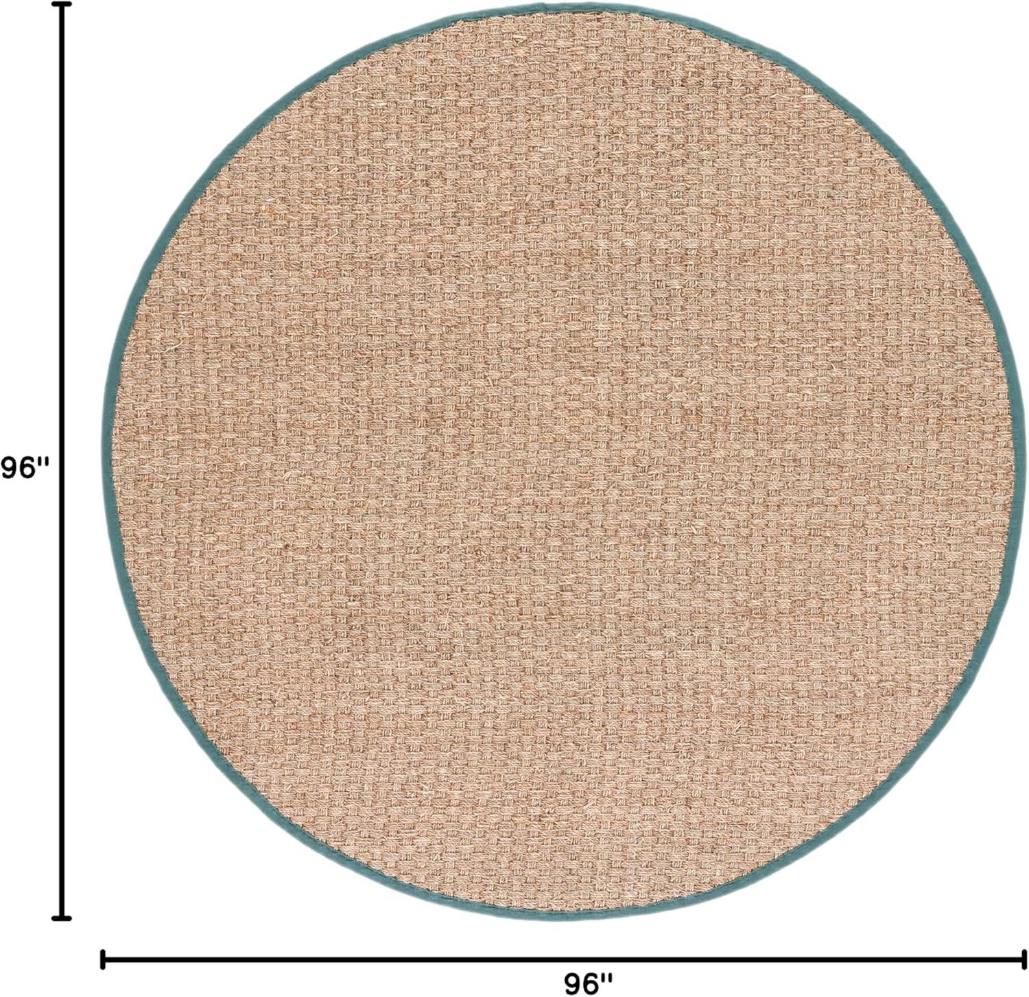 image:imageSAFAVIEH Area Rug 8x10 Natural Fiber Collection Large Natural amp Beige Seagrass Basketweave Pattern NF114ANaturalDusty Teal Blue