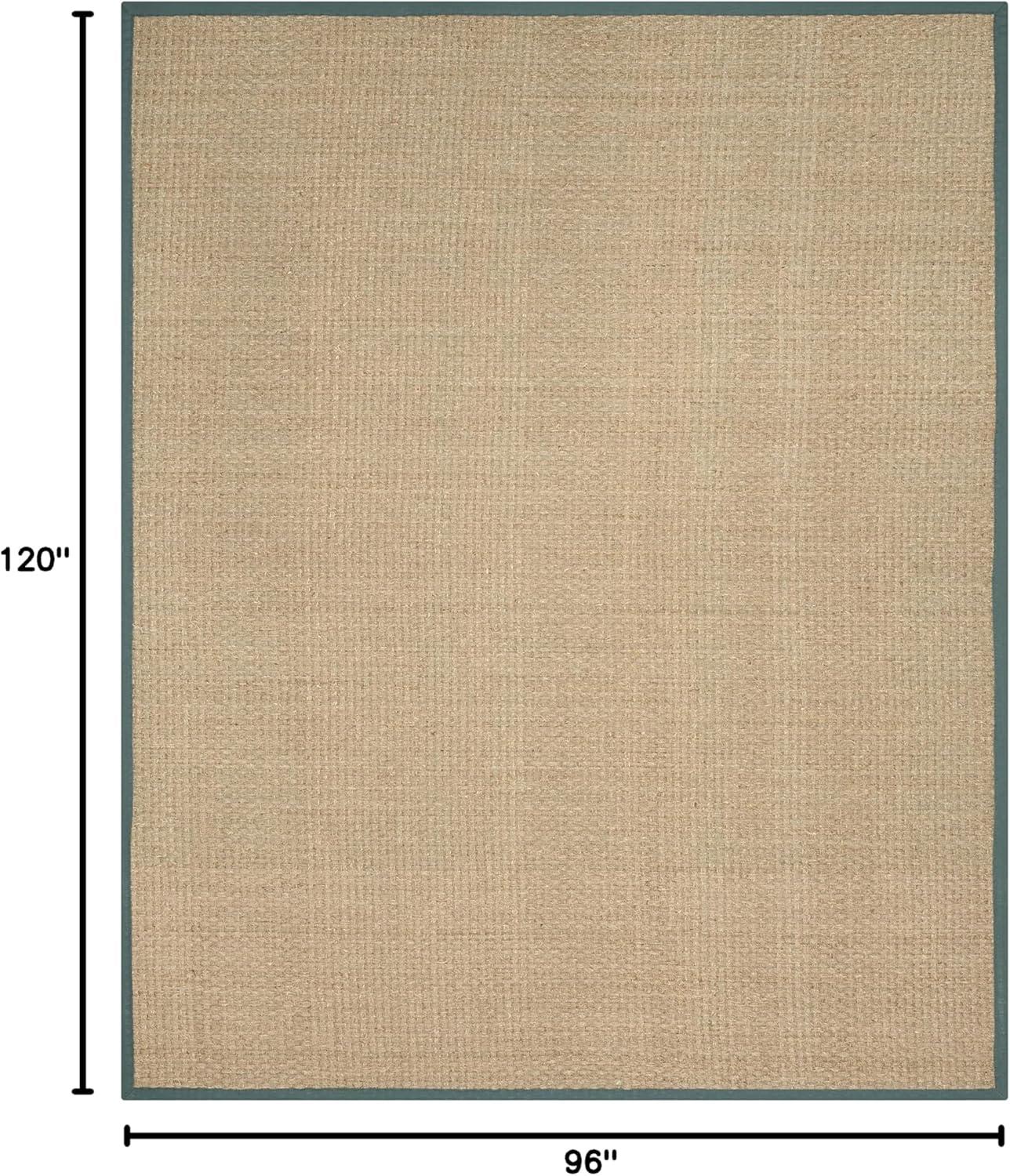 image:imageSAFAVIEH Area Rug 8x10 Natural Fiber Collection Large Natural amp Beige Seagrass Basketweave Pattern NF114ANaturalDusty Teal Blue