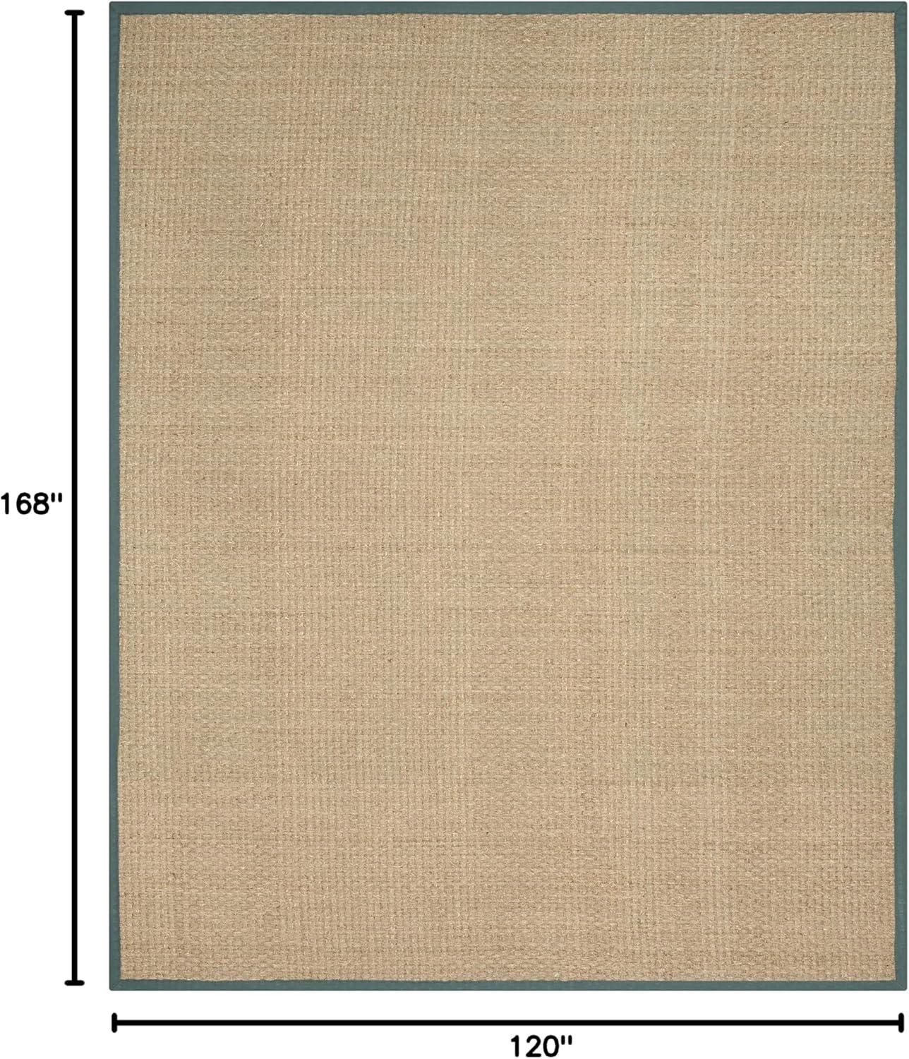 image:imageSAFAVIEH Area Rug 8x10 Natural Fiber Collection Large Natural amp Beige Seagrass Basketweave Pattern NF114ANaturalDusty Teal Blue