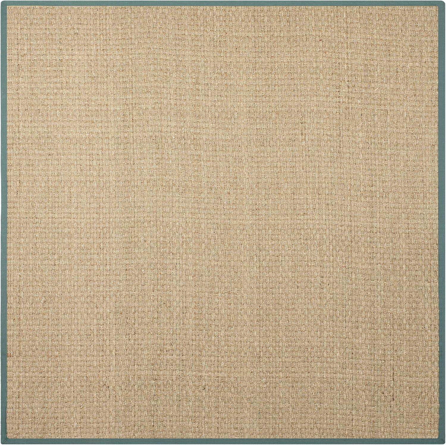 image:imageSAFAVIEH Area Rug 8x10 Natural Fiber Collection Large Natural amp Beige Seagrass Basketweave Pattern NF114ANaturalDusty Teal Blue