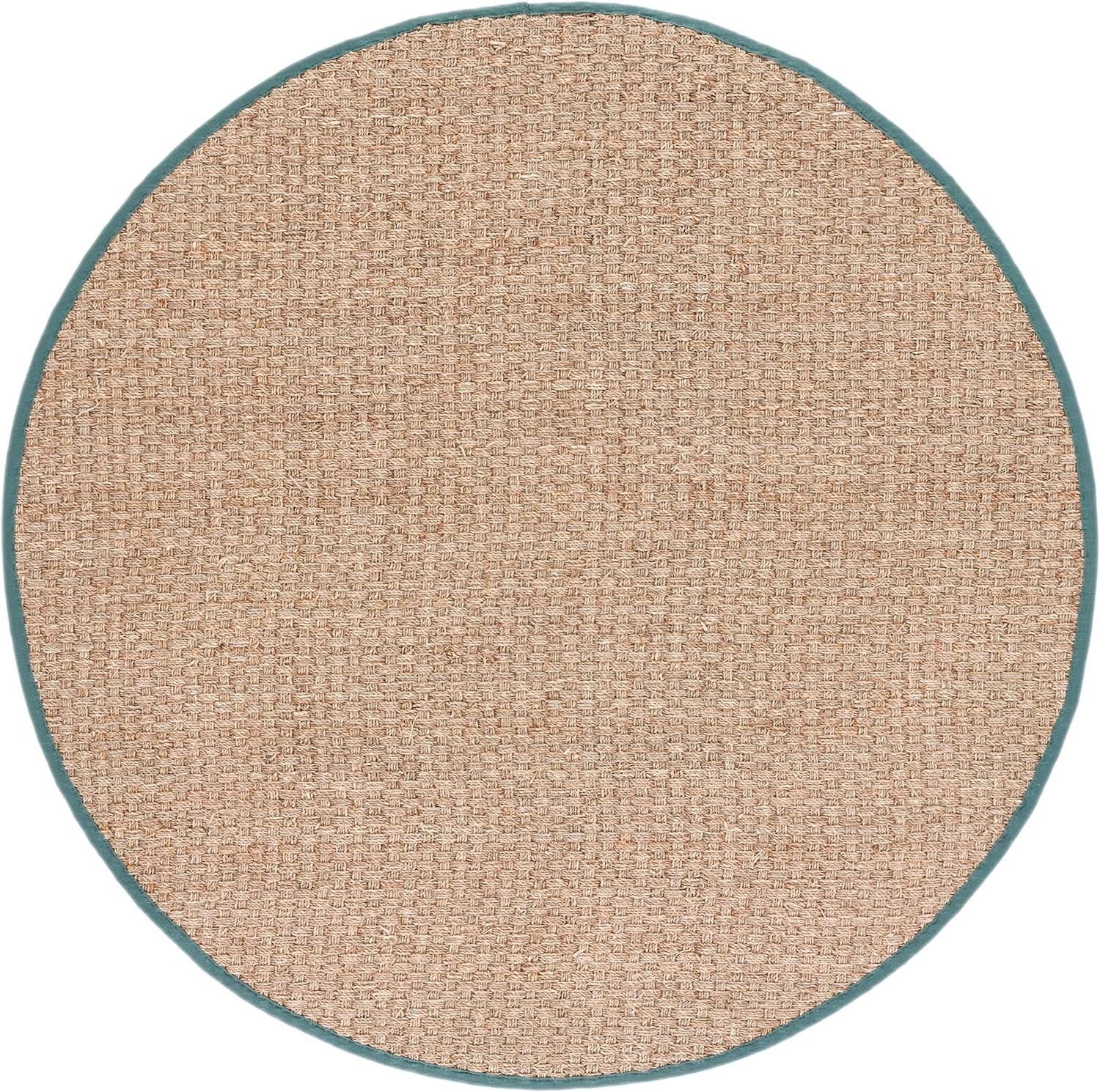 image:imageSAFAVIEH Area Rug 8x10 Natural Fiber Collection Large Natural amp Beige Seagrass Basketweave Pattern NF114ANaturalDusty Teal Blue