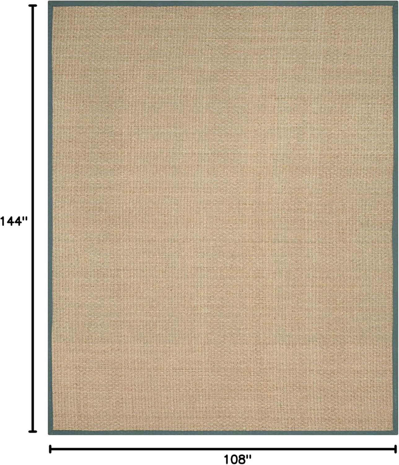 image:imageSAFAVIEH Area Rug 8x10 Natural Fiber Collection Large Natural amp Beige Seagrass Basketweave Pattern NF114ANaturalDusty Teal Blue