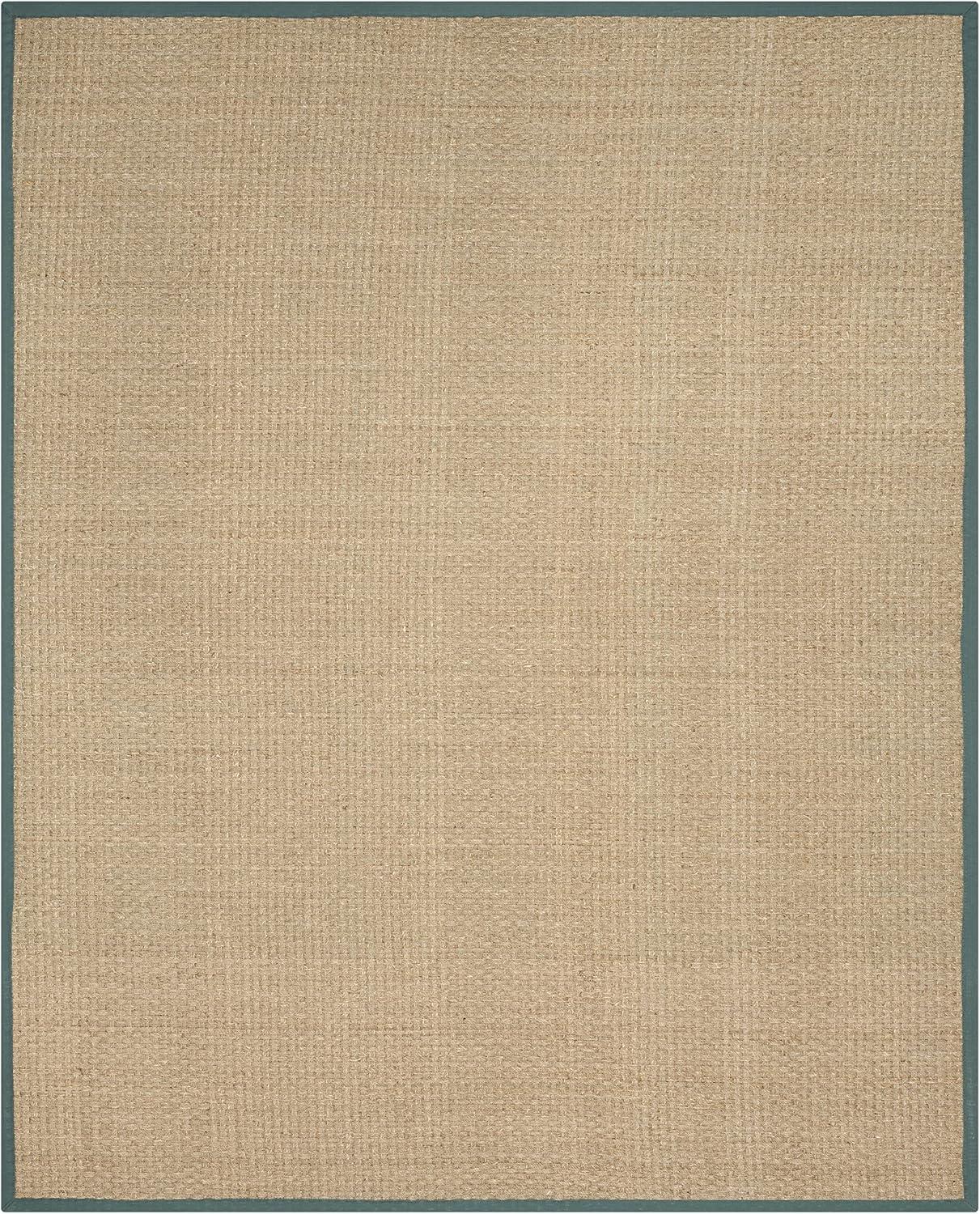 image:imageSAFAVIEH Area Rug 8x10 Natural Fiber Collection Large Natural amp Beige Seagrass Basketweave Pattern NF114ANaturalDusty Teal Blue