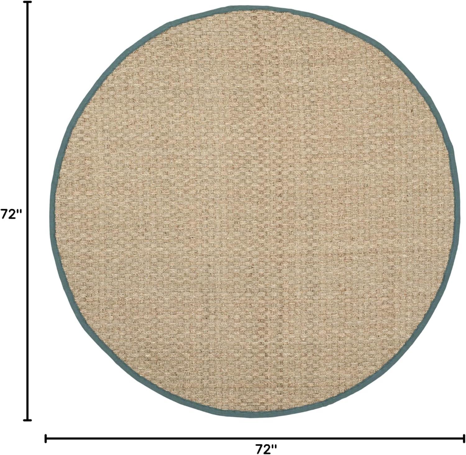 image:imageSAFAVIEH Area Rug 8x10 Natural Fiber Collection Large Natural amp Beige Seagrass Basketweave Pattern NF114ANaturalDusty Teal Blue