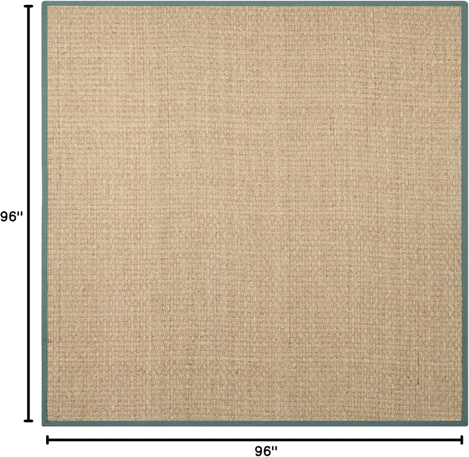 image:imageSAFAVIEH Area Rug 8x10 Natural Fiber Collection Large Natural amp Beige Seagrass Basketweave Pattern NF114ANaturalDusty Teal Blue