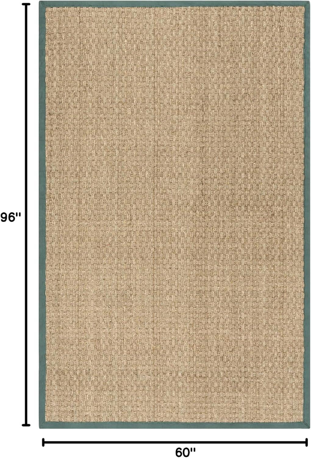 image:imageSAFAVIEH Area Rug 8x10 Natural Fiber Collection Large Natural amp Beige Seagrass Basketweave Pattern NF114ANaturalDusty Teal Blue
