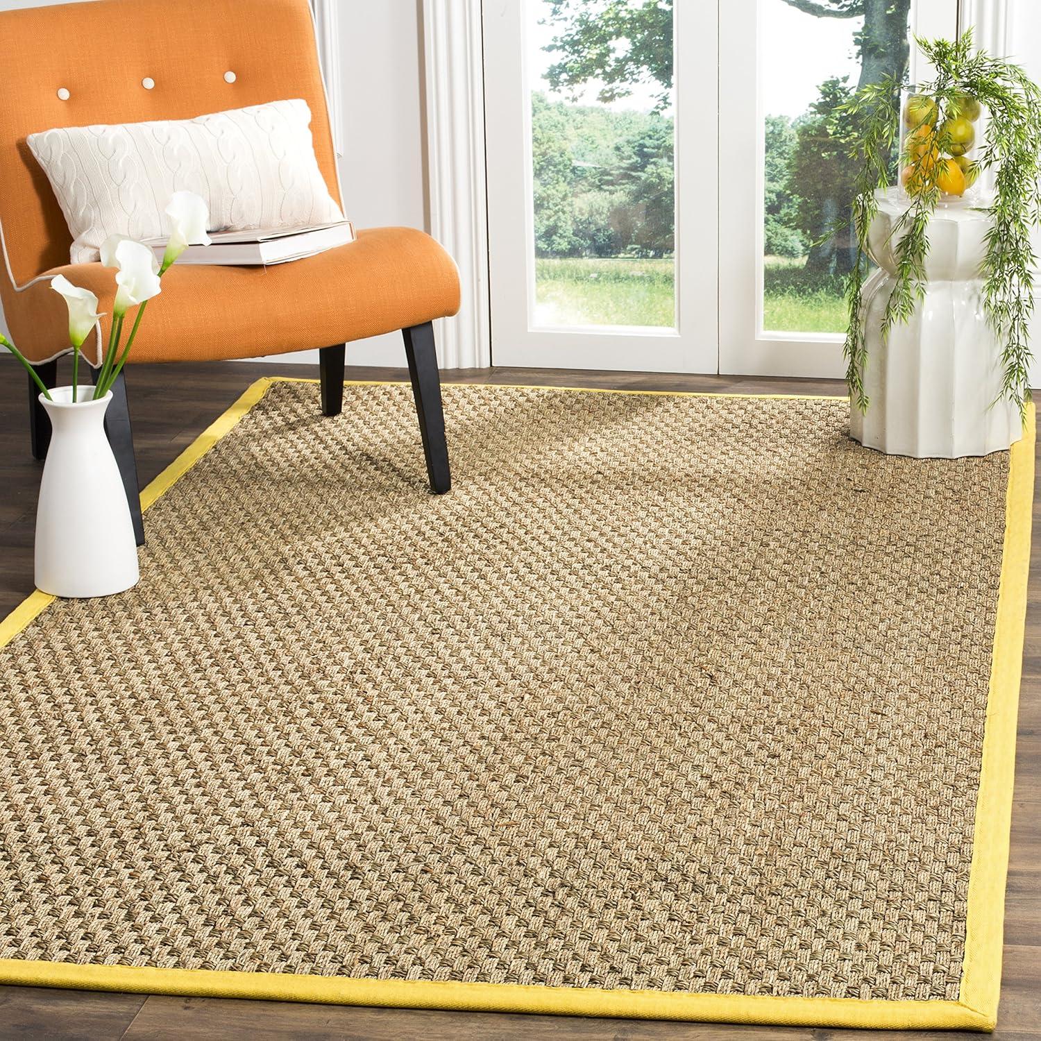 image:imageSAFAVIEH Area Rug 8x10 Natural Fiber Collection Large Natural amp Beige Seagrass Basketweave Pattern NF114ANaturalGold