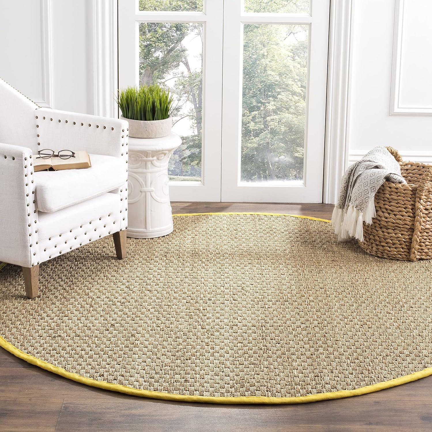 image:imageSAFAVIEH Area Rug 8x10 Natural Fiber Collection Large Natural amp Beige Seagrass Basketweave Pattern NF114ANaturalGold