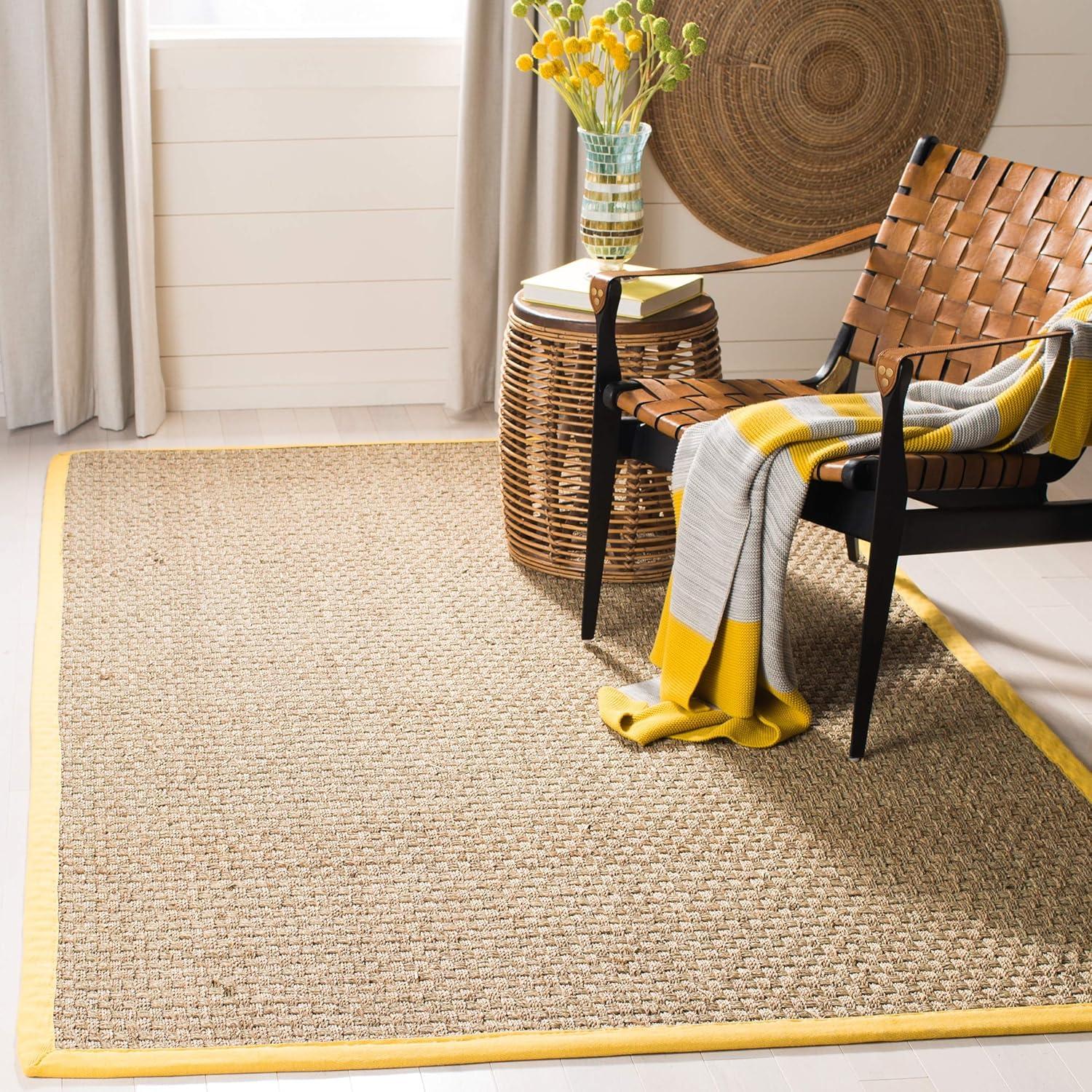 image:imageSAFAVIEH Area Rug 8x10 Natural Fiber Collection Large Natural amp Beige Seagrass Basketweave Pattern NF114ANaturalGold