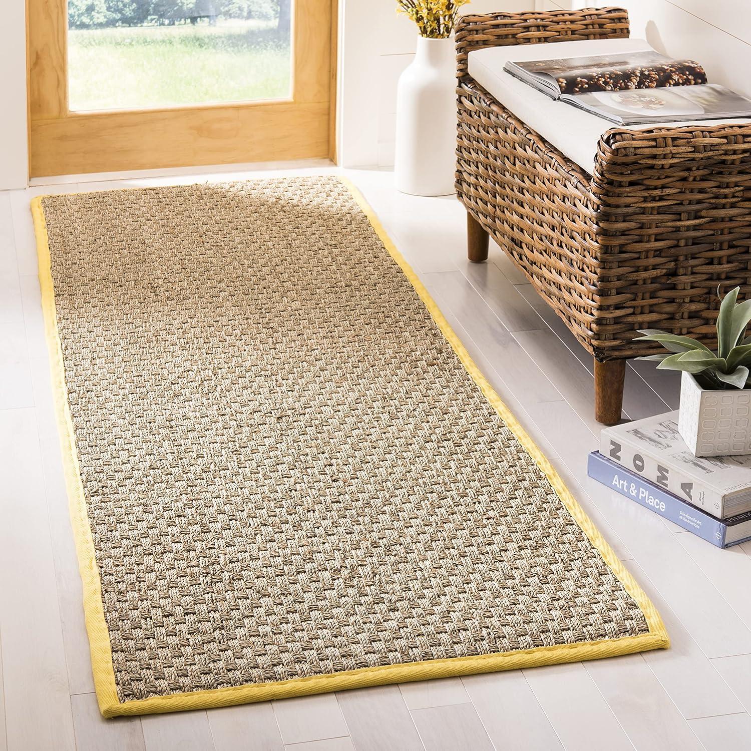 image:imageSAFAVIEH Area Rug 8x10 Natural Fiber Collection Large Natural amp Beige Seagrass Basketweave Pattern NF114ANaturalGold