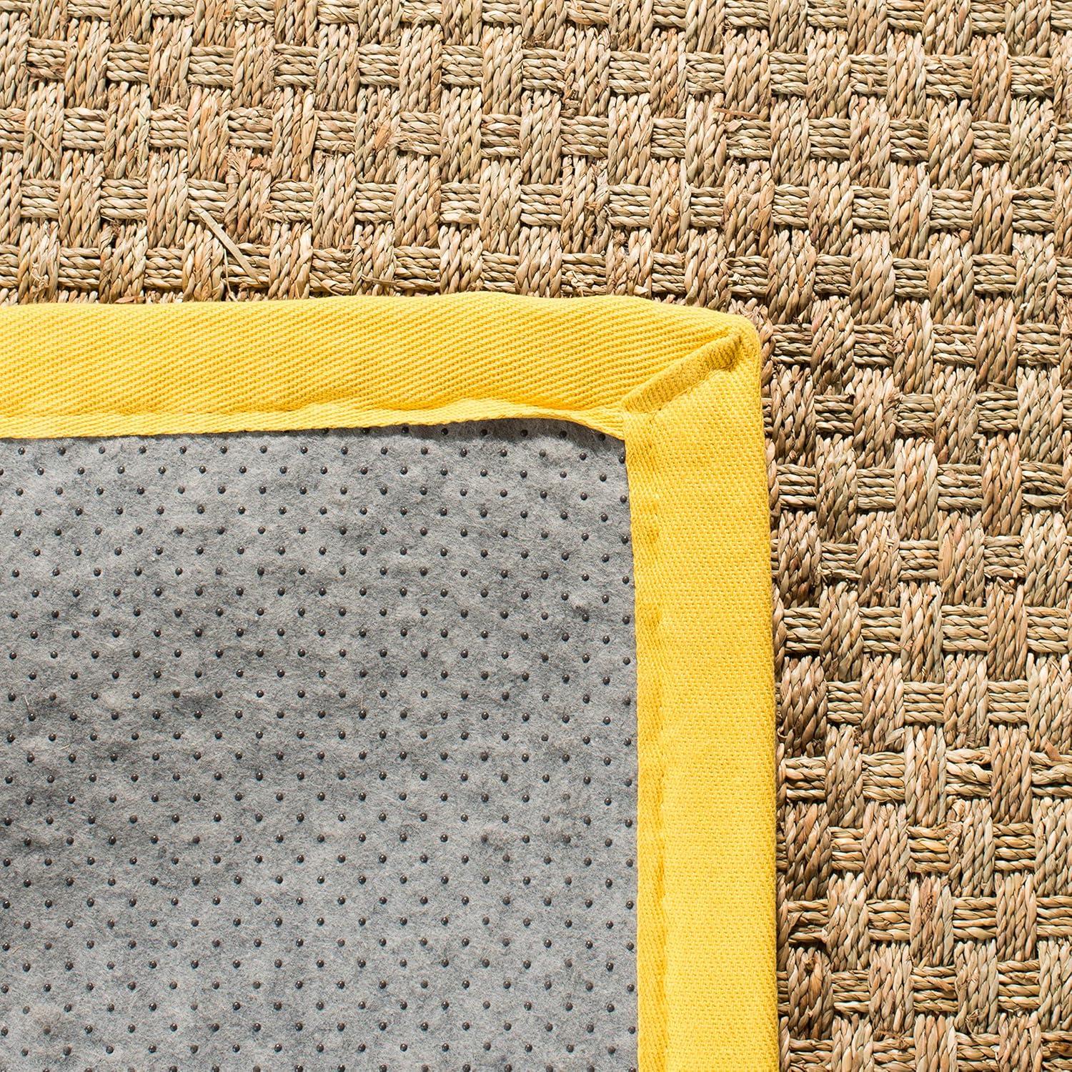 image:imageSAFAVIEH Area Rug 8x10 Natural Fiber Collection Large Natural amp Beige Seagrass Basketweave Pattern NF114ANaturalGold